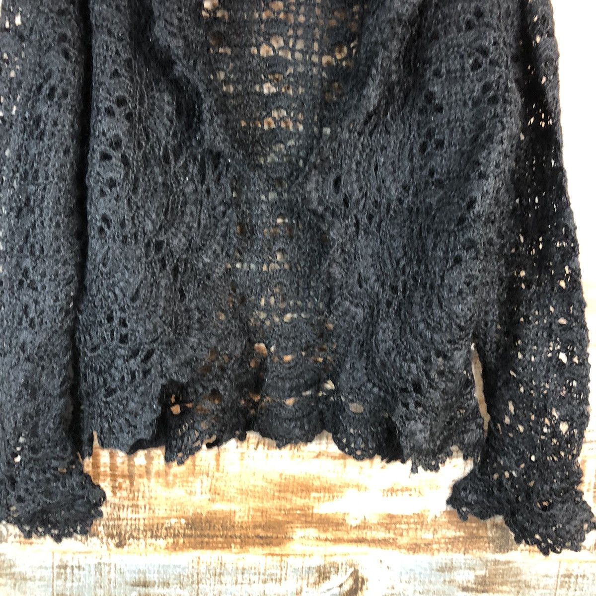 Handmade Japan vintage meshnet crochet Black knitwear #A2492 Size S / US 4 / IT 40 - 6 Thumbnail