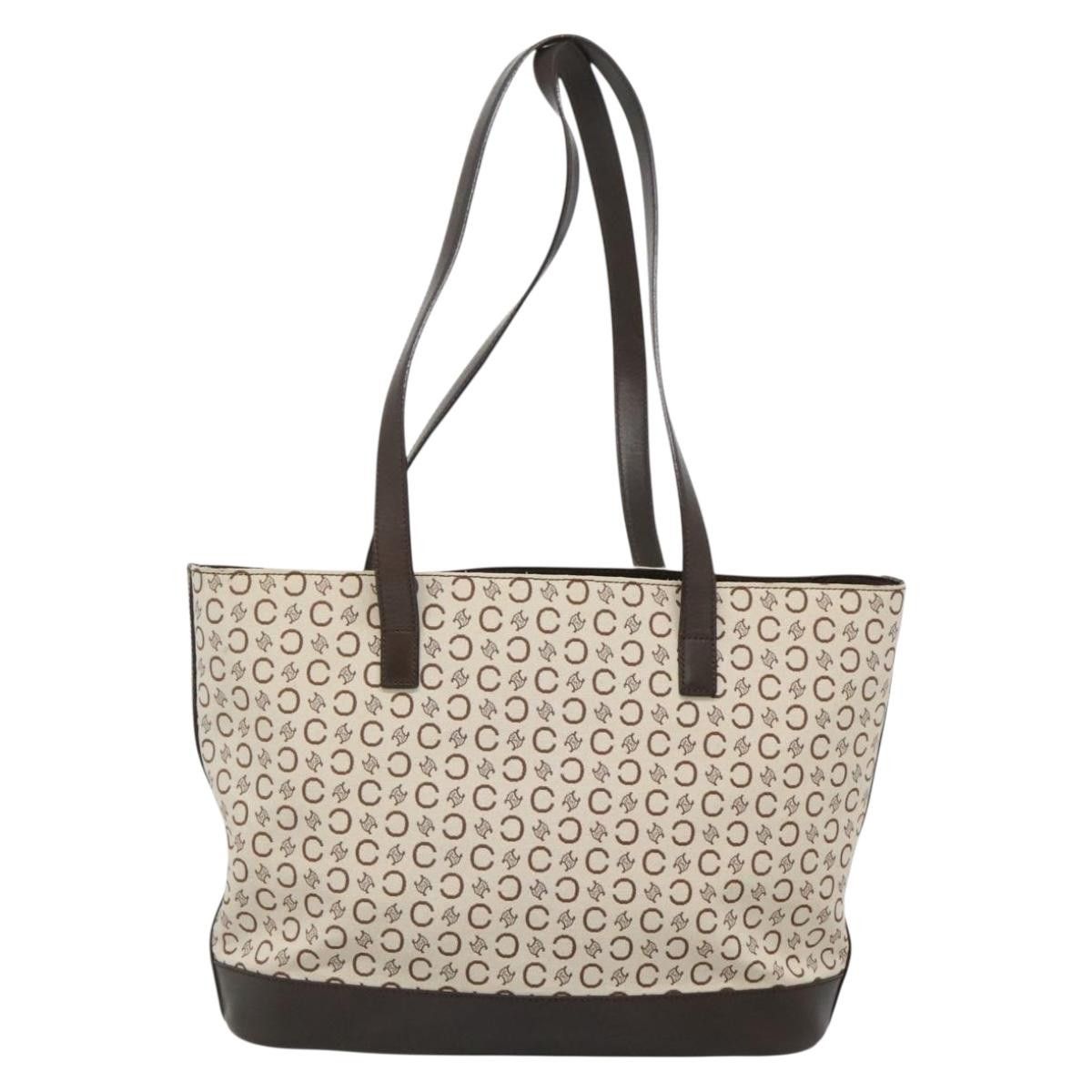 Celine CELINE C Macadam Canvas Tote Bag Gold White Size ONE SIZE - 3 Thumbnail