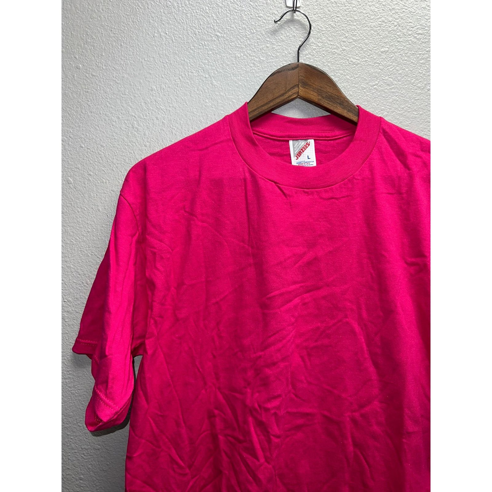 Jerzees 90s Vintage Bright Pink Blank Shirt Jerzees USA Made Large Size US L / EU 52-54 / 3 - 3 Thumbnail