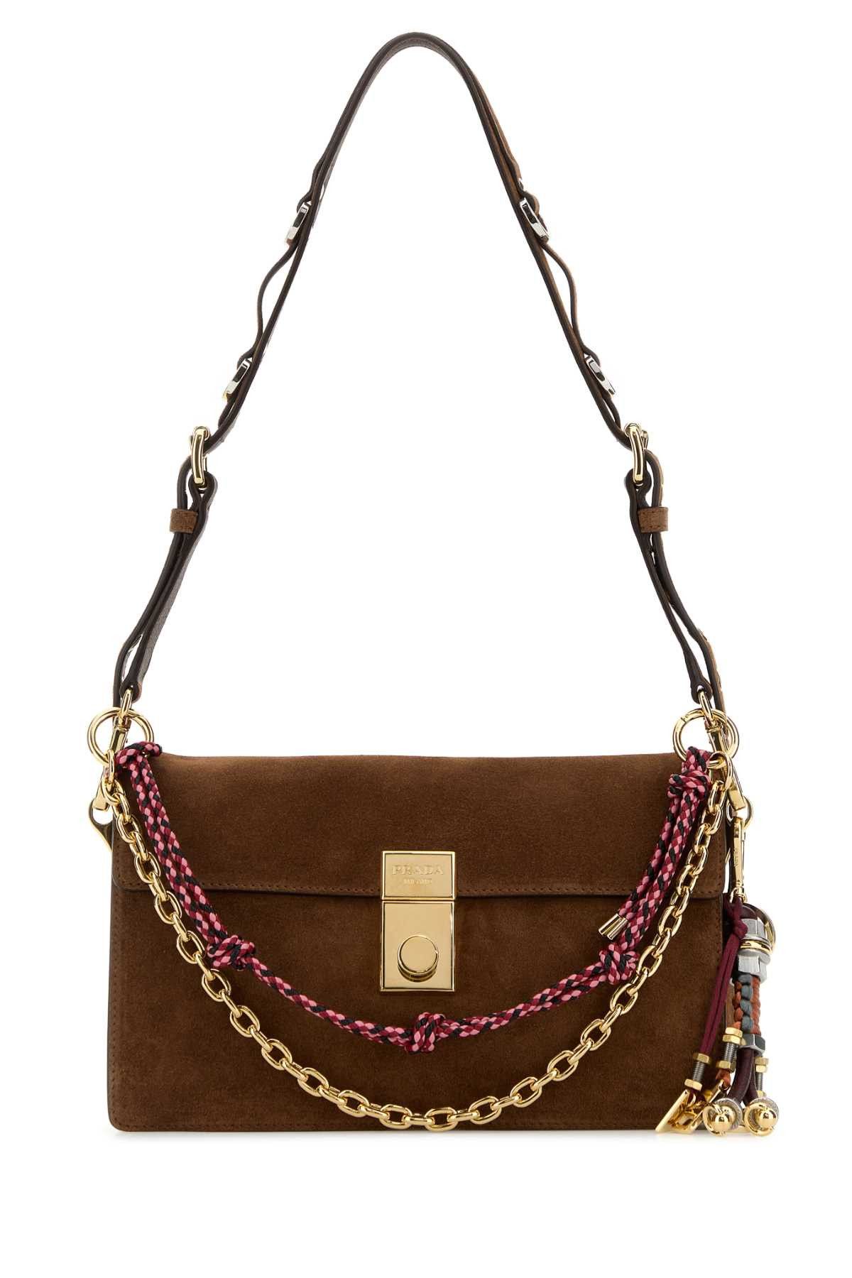Prada Brown Suede Small Prada Soft Sound Shoulder Bag Size ONE SIZE - 1 Thumbnail