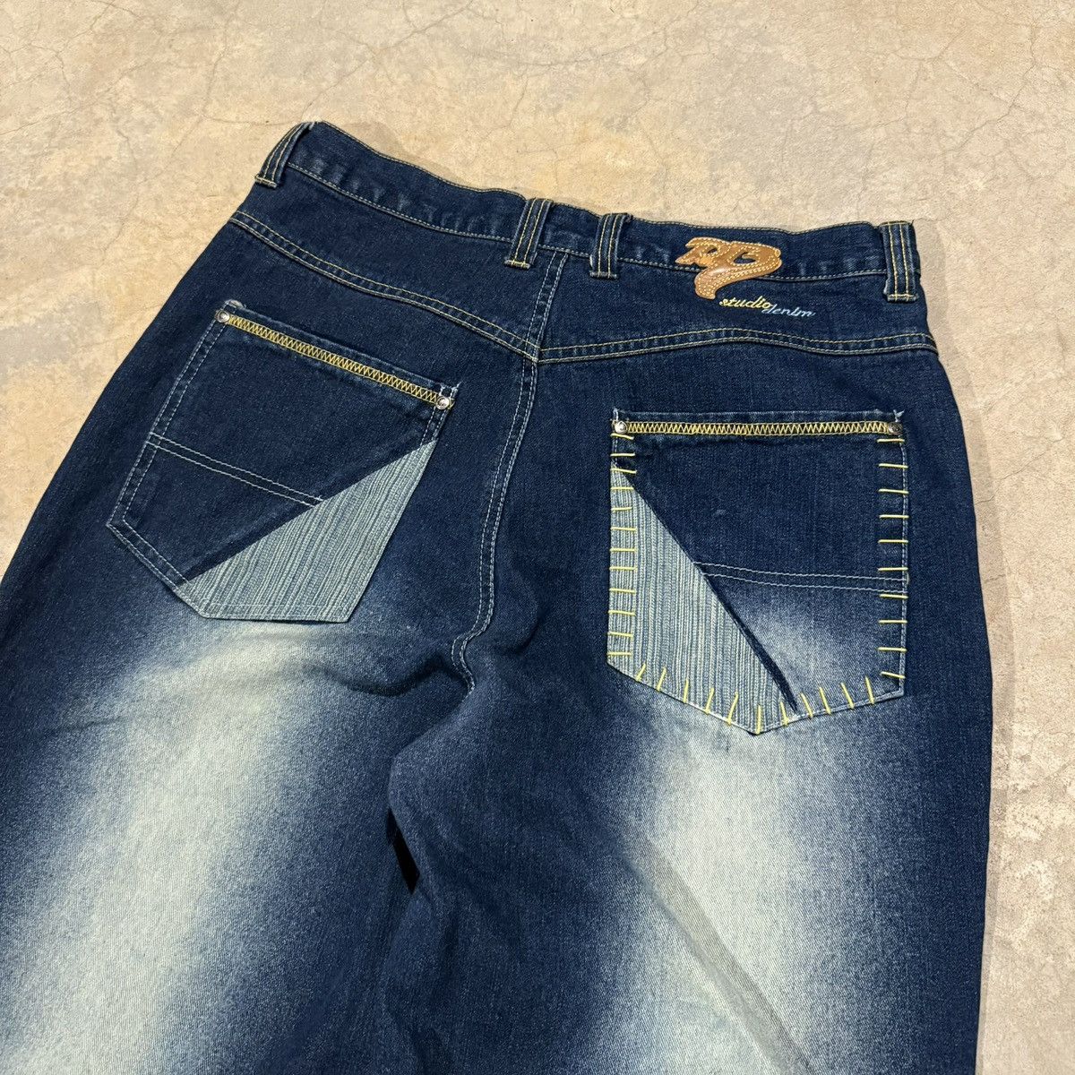 Vintage Vtg 2000s Raw Blue Faded Patchwork Baggy Jeans Y2K JNCO Size US 34 / EU 50 - 11 Thumbnail