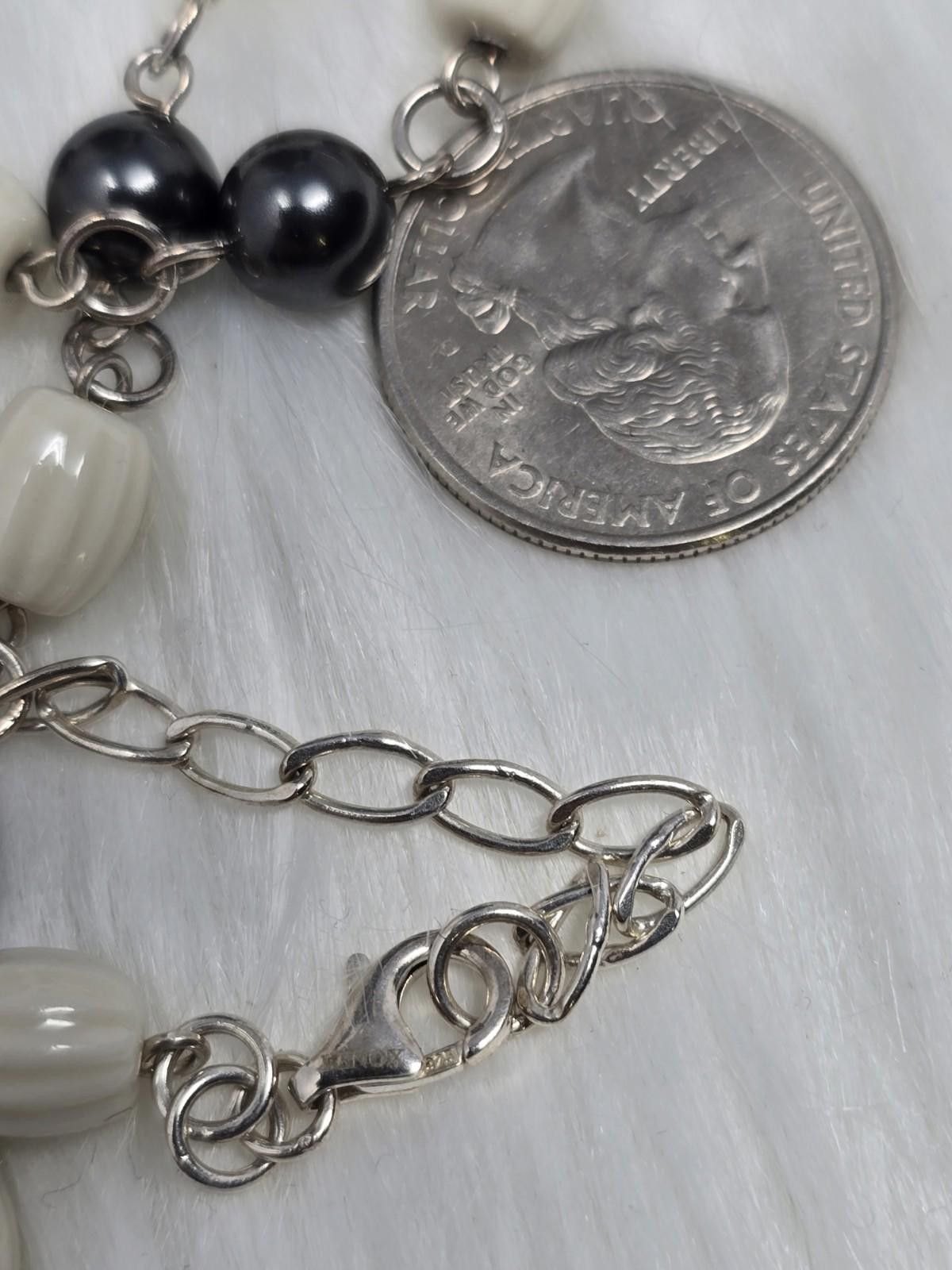 Other Lenox 925 Sterling Black White Bead Necklace 18.75" Size ONE SIZE - 6 Thumbnail