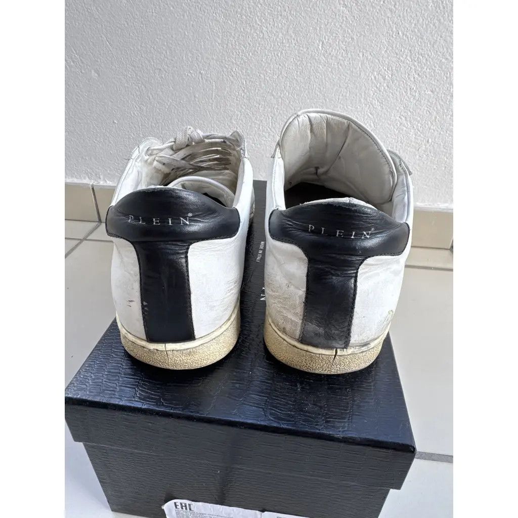 Philipp Plein Philipp Plein White Leather Low-Top Sneakers EU 43 – Metal Size US 10 / EU 43 - 5 Thumbnail