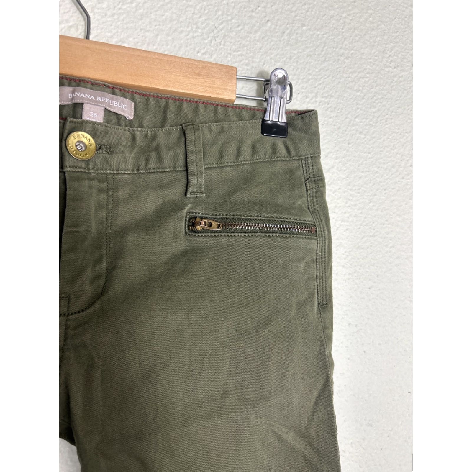 Banana Republic banana republic Womens Army Green Cotton Pants Slim Straight 29x28 Size 26 Chino Slimming Womens Size 26" / US 2 / IT 38 - 5 Thumbnail
