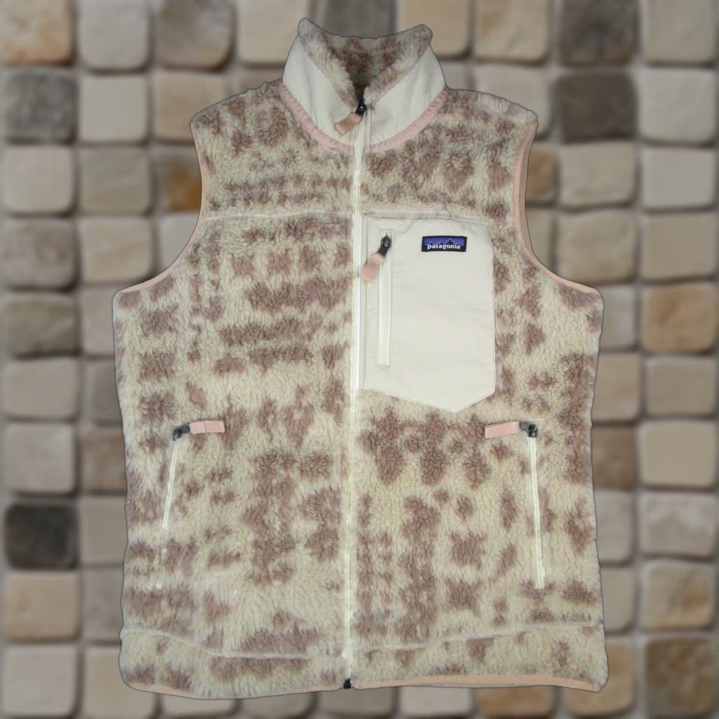 Patagonia Patagonia Vest Womens Large Brown Aztec Cheetah Print Pattern Retro Classic Full Zip Vest Size L / US 10 / IT 46 - 1 Thumbnail