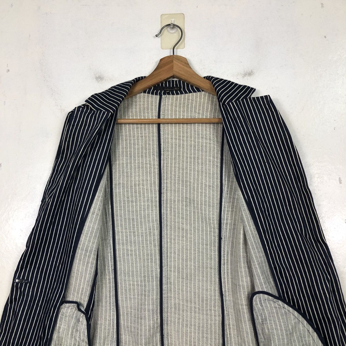 Indigo 📌Vintage Denim Indigo Striped Design Hickory B7 Issey Miyake Size US M / EU 48-50 / 2 - 16 Thumbnail