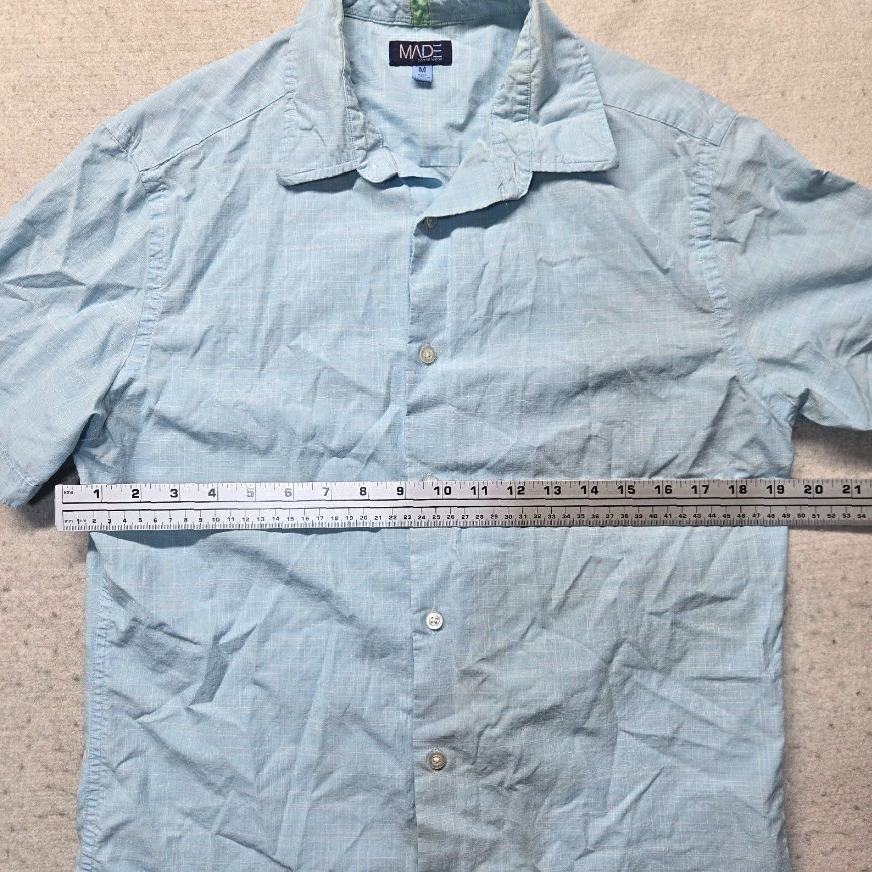 Vintage Vintage Cam Newton Made Solid Light Blue Short Sleeve Button-Up Shirt Adult Men M Size 40R - 4 Thumbnail