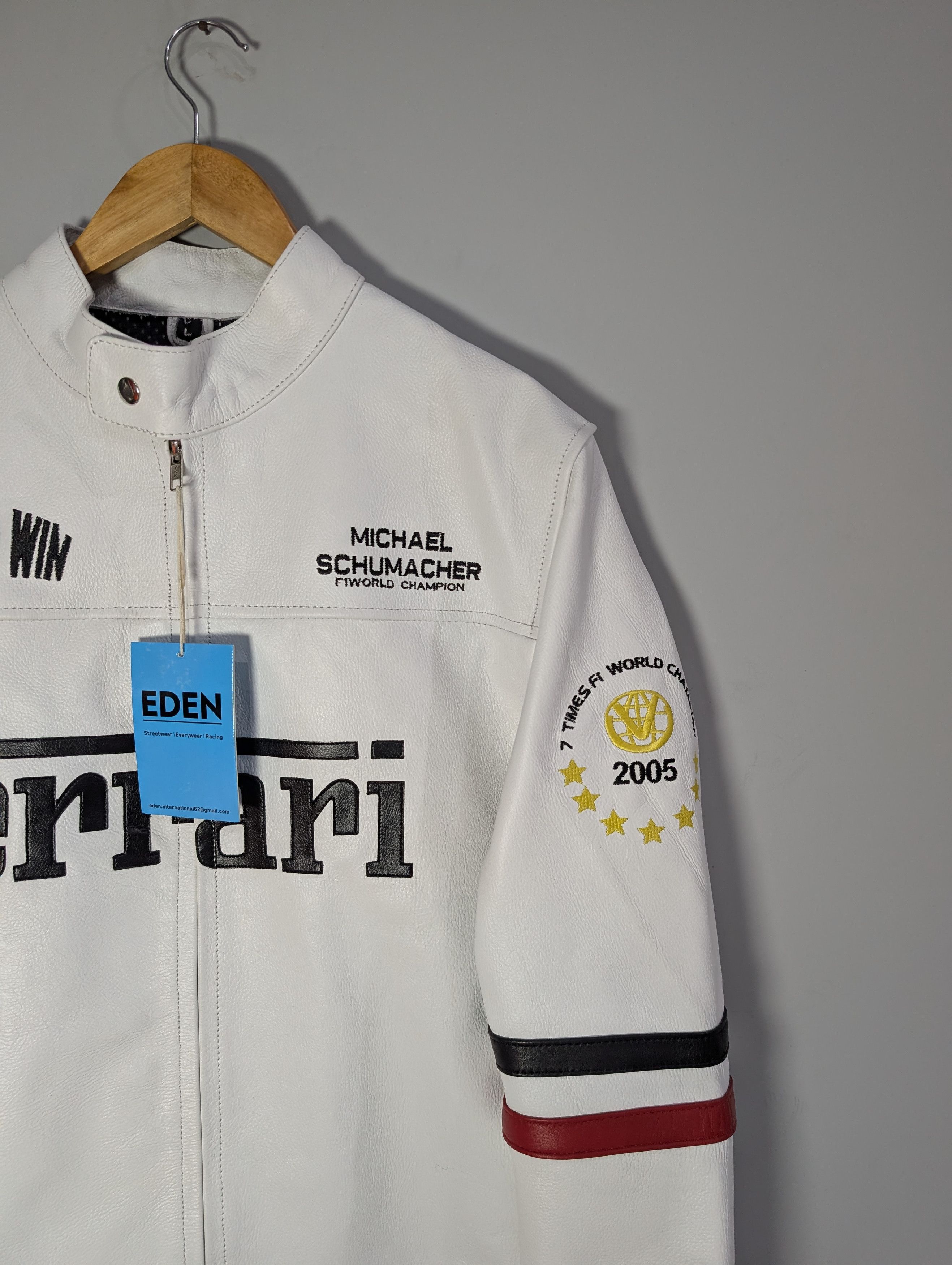 Vintage 🔥Ferrari 🔥 Formula 1 Racing Real Cowhide Leather Jacket Size US XL / EU 56 / 4 - 4 Thumbnail