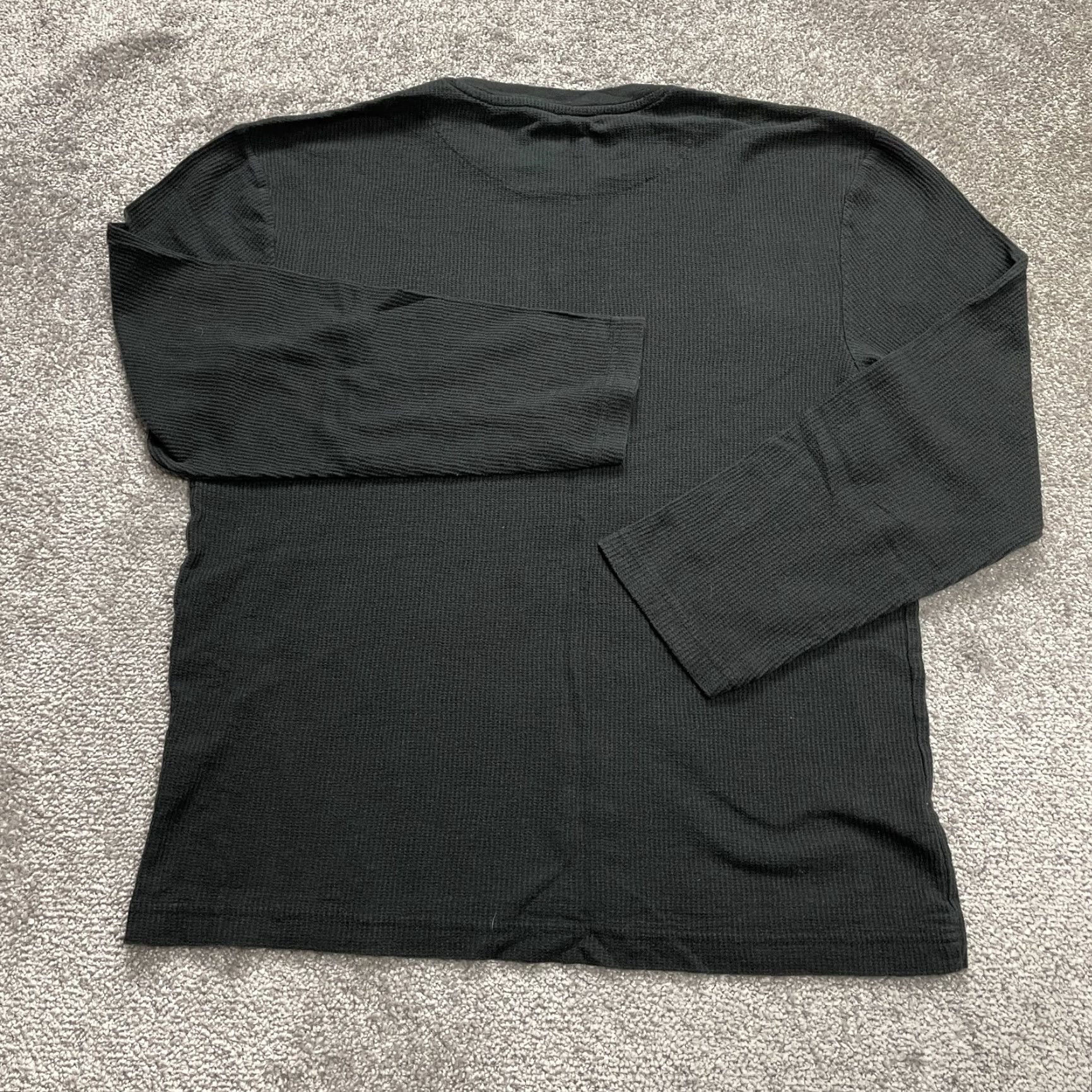 Vintage Saddlebred Mens Shirt Long Sleeve Black Crew Neck Solid Tee Waffle Cotton Polyester Size US M / EU 48-50 / 2 - 8 Thumbnail