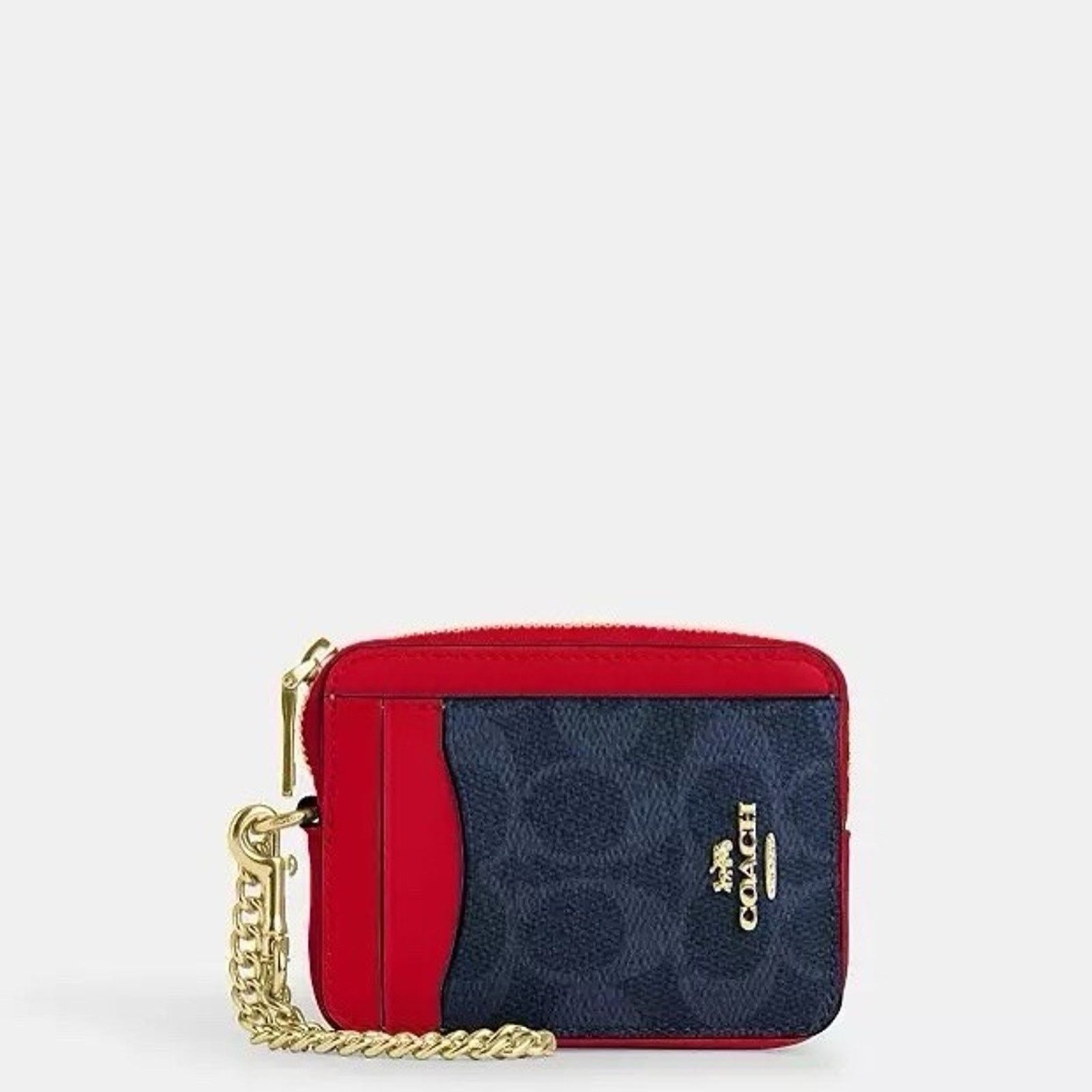 Coach NWT Coach CW883 Zip Card Case Canvas Denim/Bold Red Size ONE SIZE - 5 Thumbnail