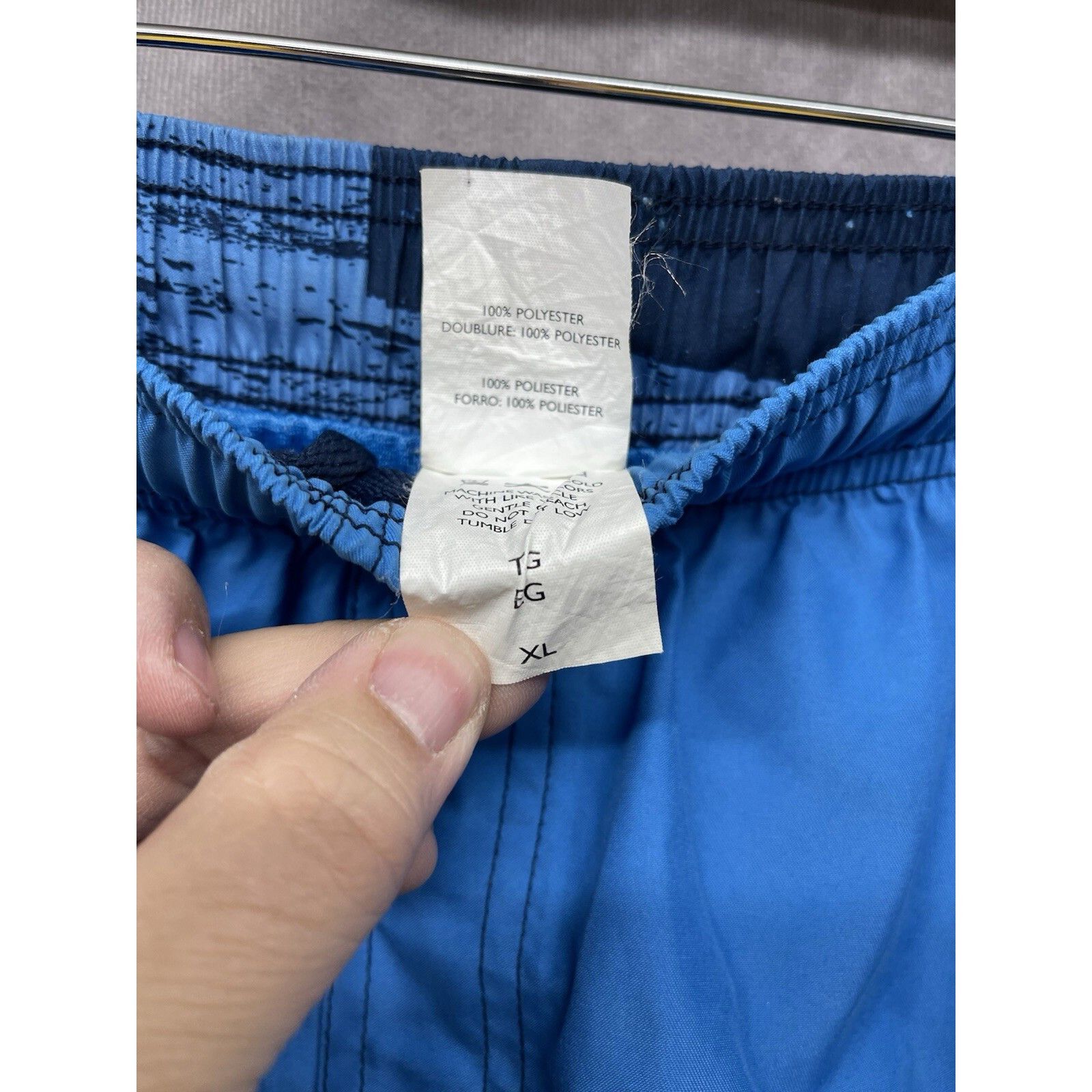 Nike VTG 90S Y2K NIKE BLUE SILVER TAG STRIPED POCKET SHORTS SWIM Size US XL / EU 56 / 4 - 7 Thumbnail