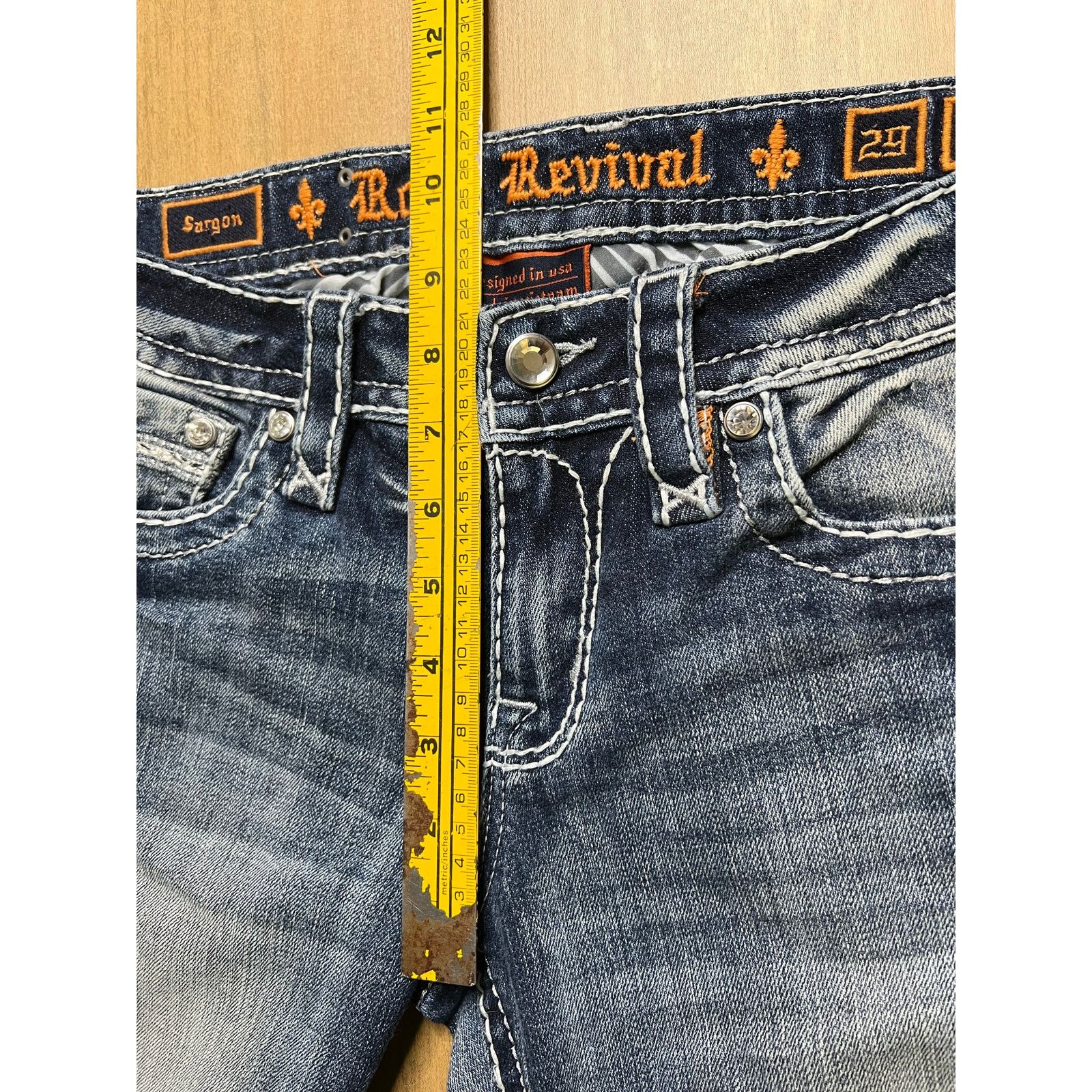Rock Revival Rock Revival Embellished Low Rise Sargon Straight Denim 29 Size 29" - 11 Thumbnail