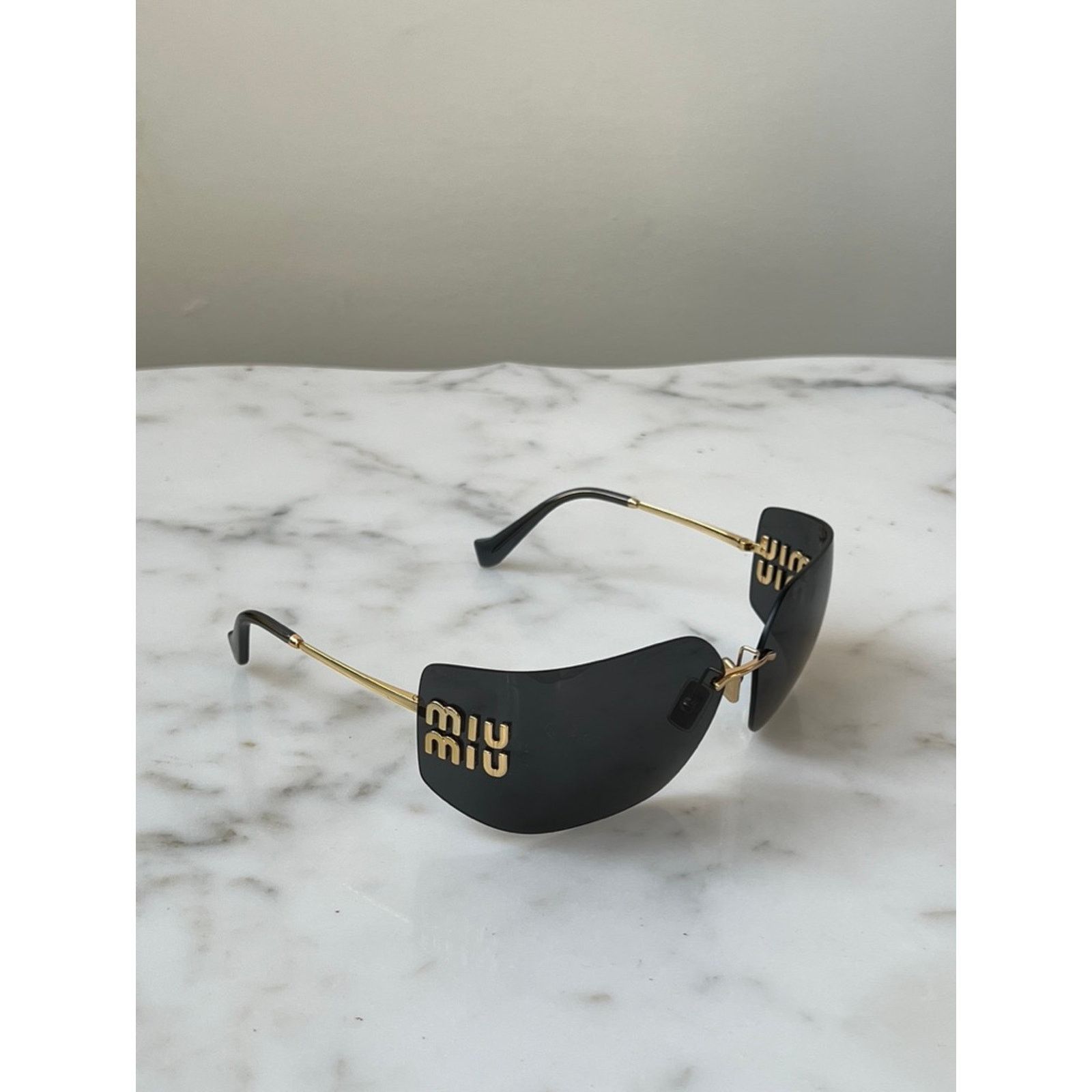 Miu Miu NEW Miu Miu MU54YS Dark Grey Shield Mask Sunglasses $610 Size ONE SIZE - 3 Thumbnail