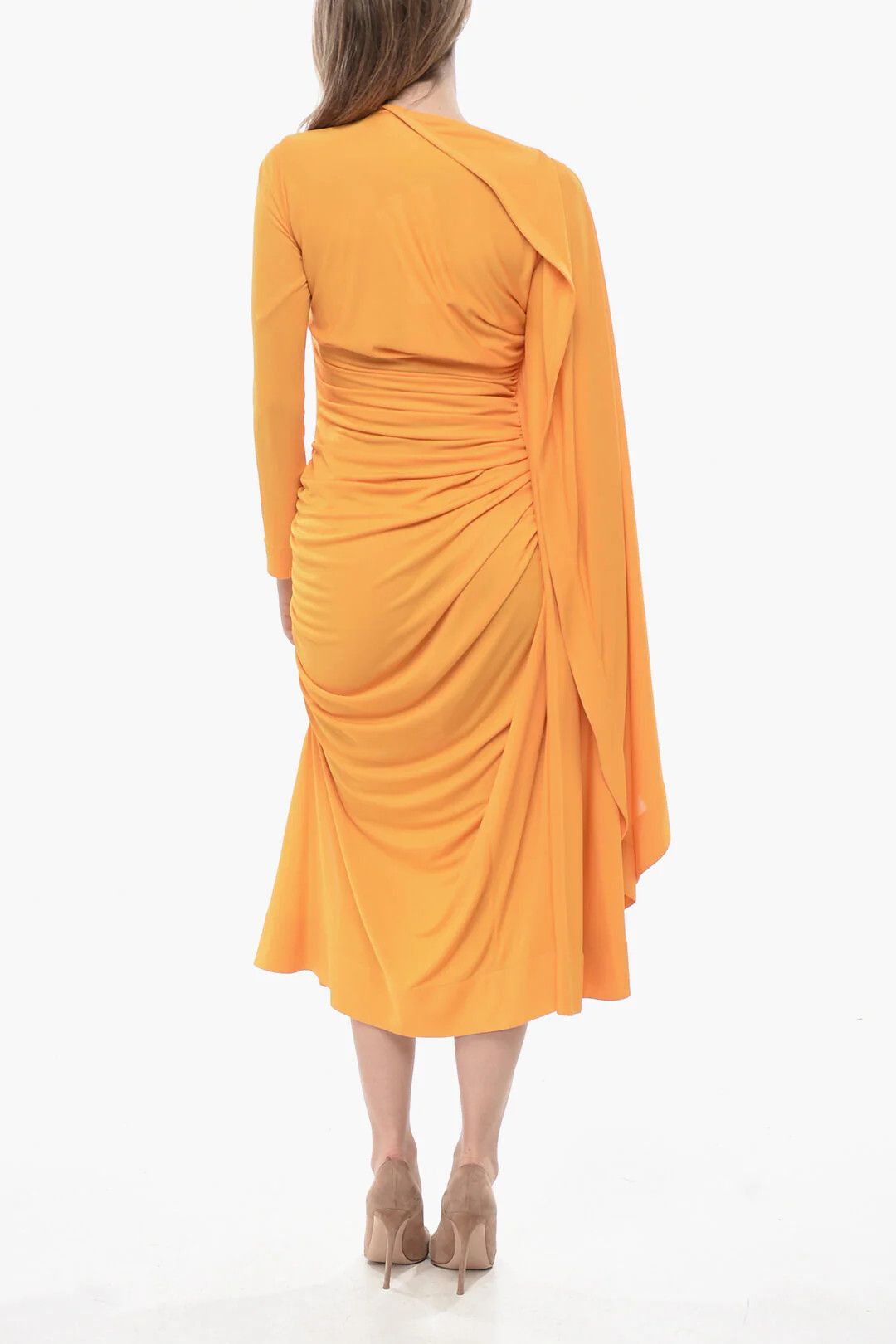 Bottega Veneta og1mm0426 Viscose Midi Dress in Orange Size XS / US 0-2 / IT 36-38 - 2 Thumbnail