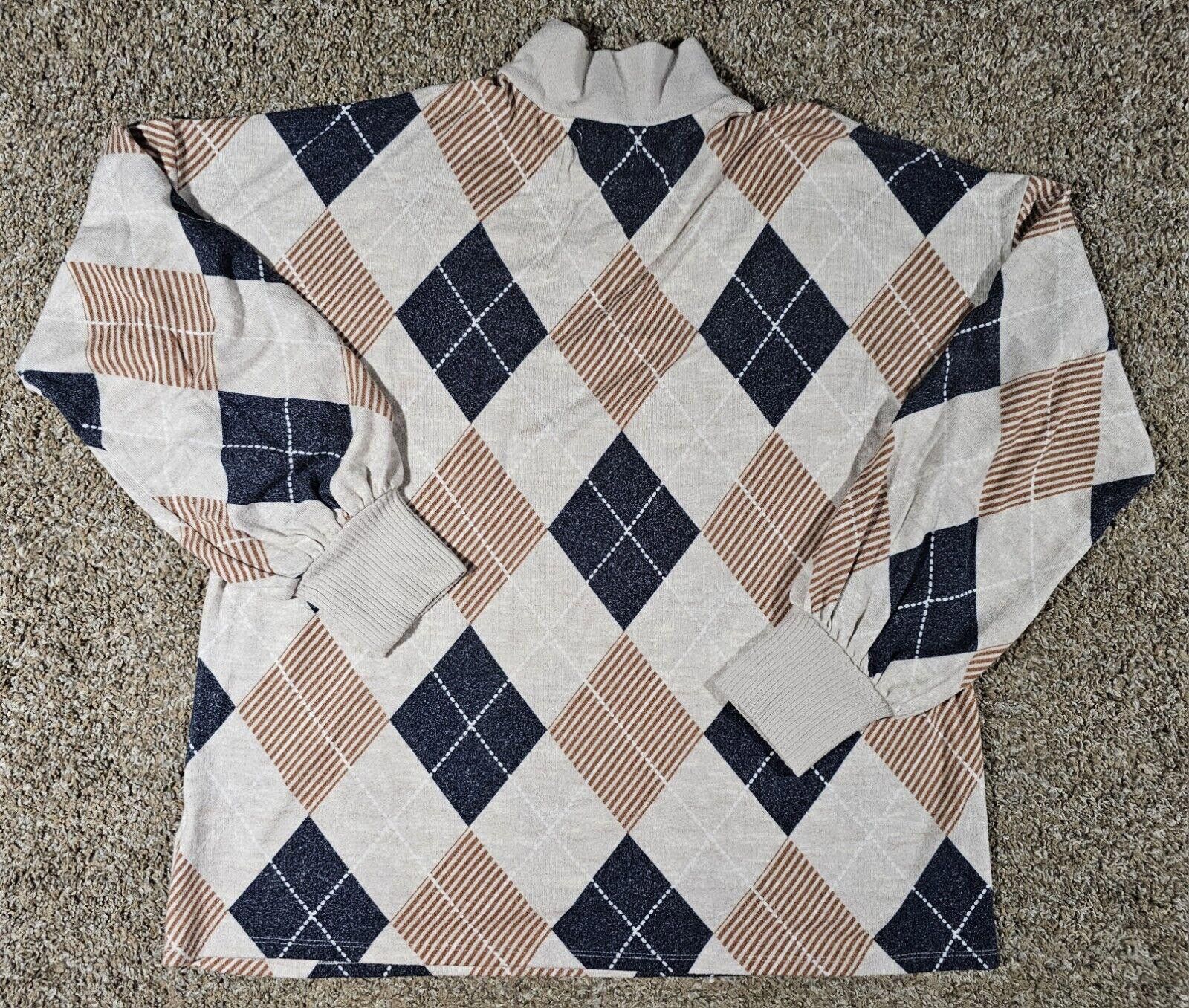 Designer Maurices Argyle 0x Mock Neck Sweatshirt Size XS / US 0-2 / IT 36-38 - 6 Thumbnail