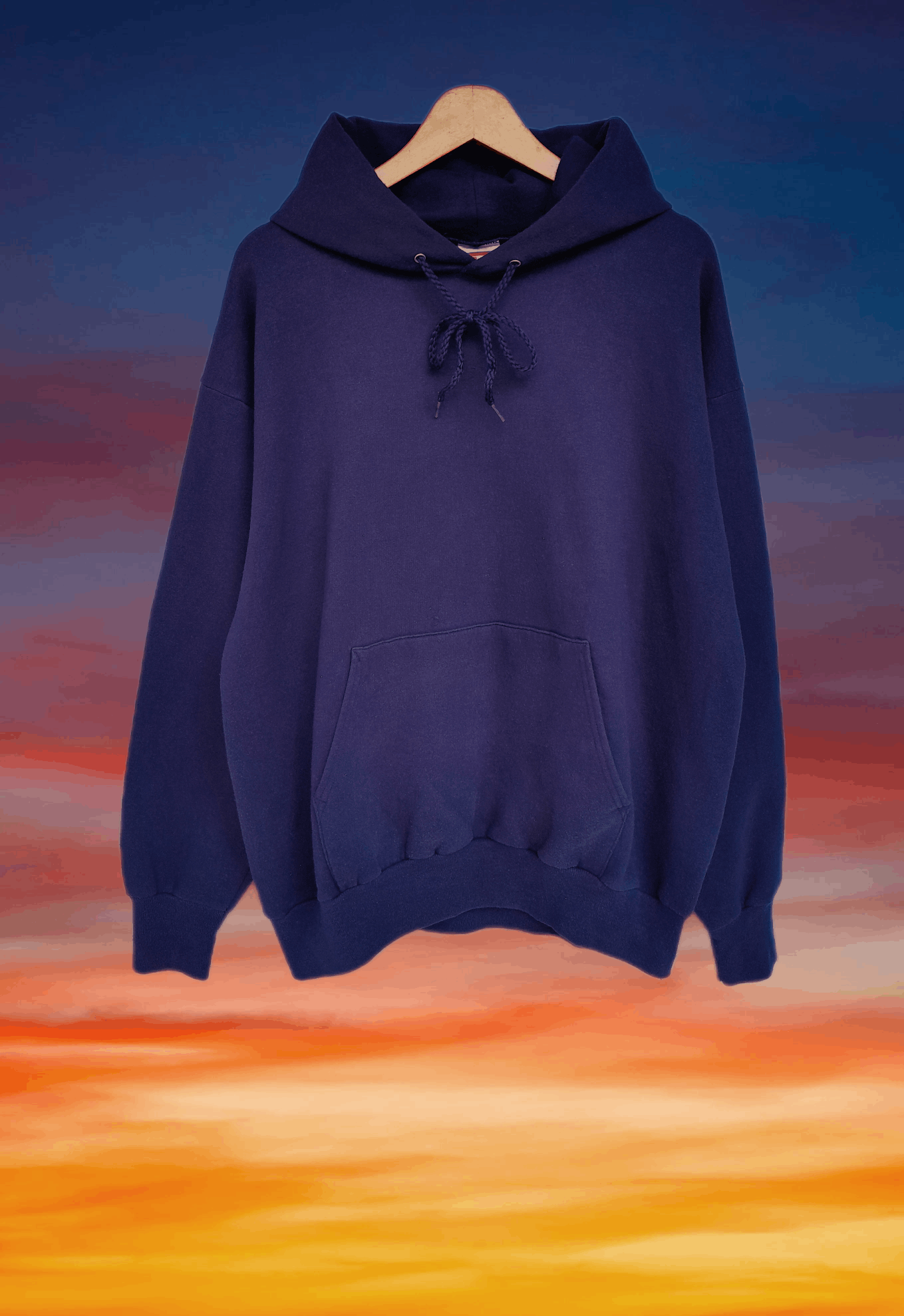 Hanes × Rap Tees × Vintage Vintage 90s Hanes blank navy hoodie raptee style Size US L / EU 52-54 / 3 - 1 Thumbnail
