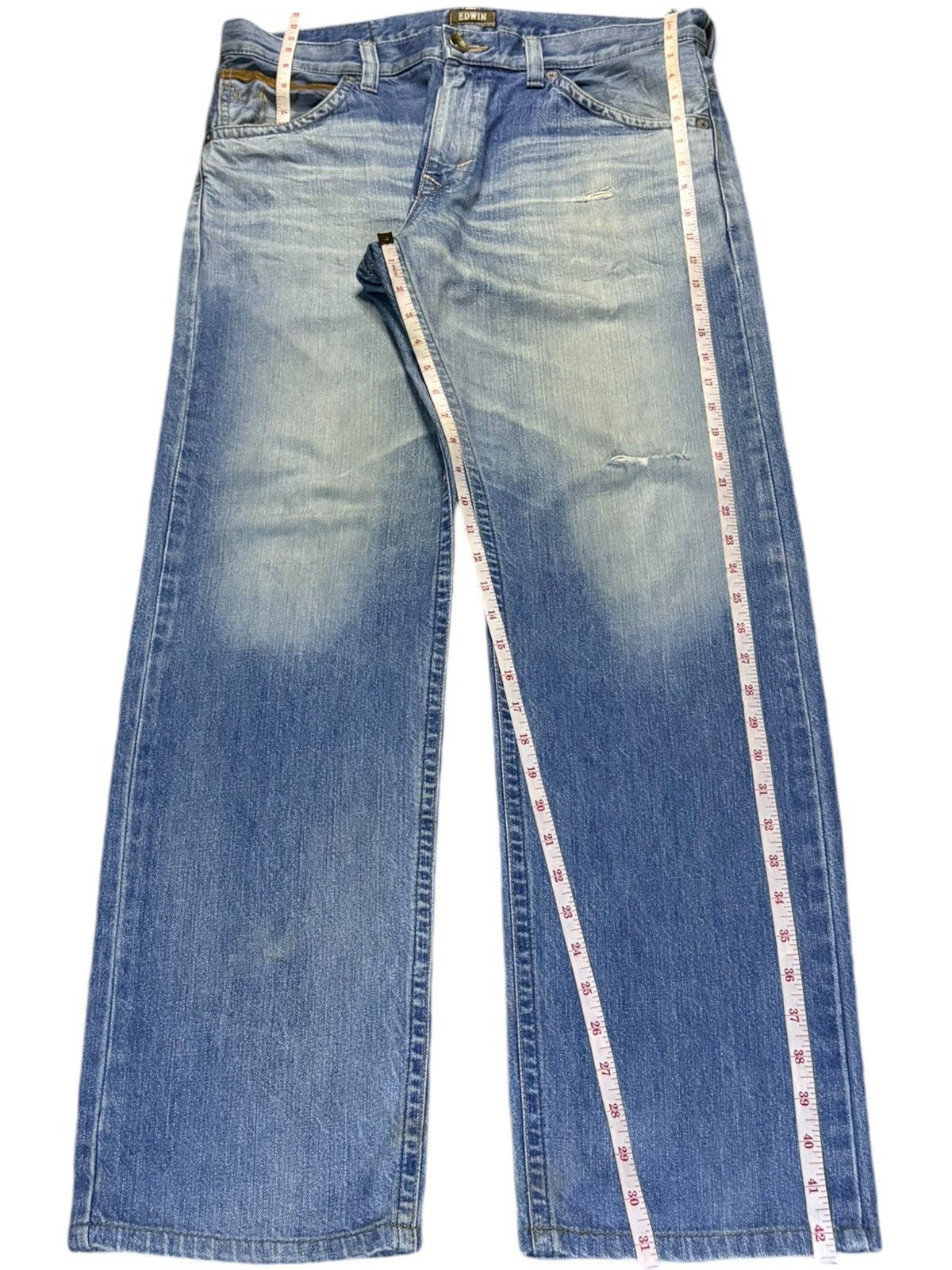 Edwin Exclusive Vintage Edwin XV Faded Wash Distress Loose Jeans Size US 36 / EU 52 - 13 Thumbnail