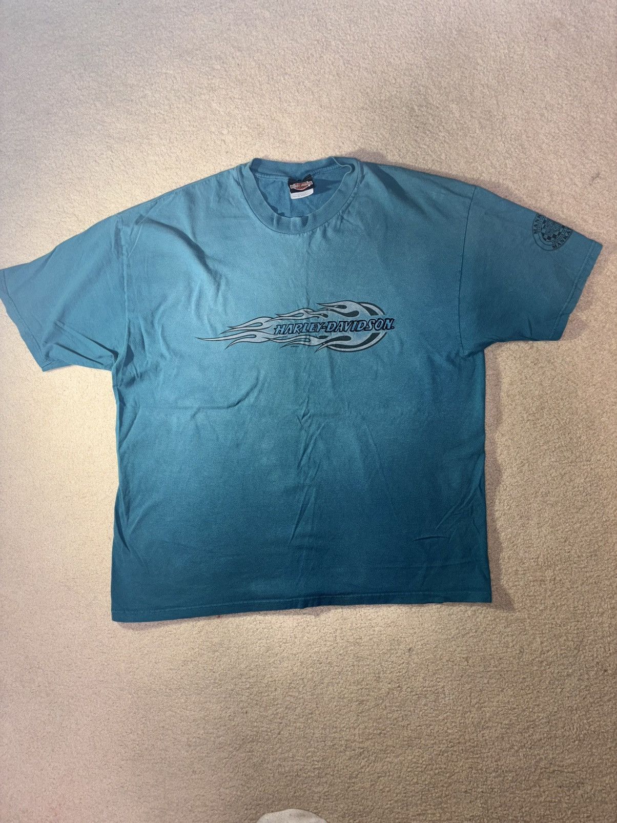 Harley Davidson × Vintage Vintage 1999 Rare Harley Davidson T-shirt Fireball Size 2XL Size US XXL / EU 58 / 5 - 1 Thumbnail