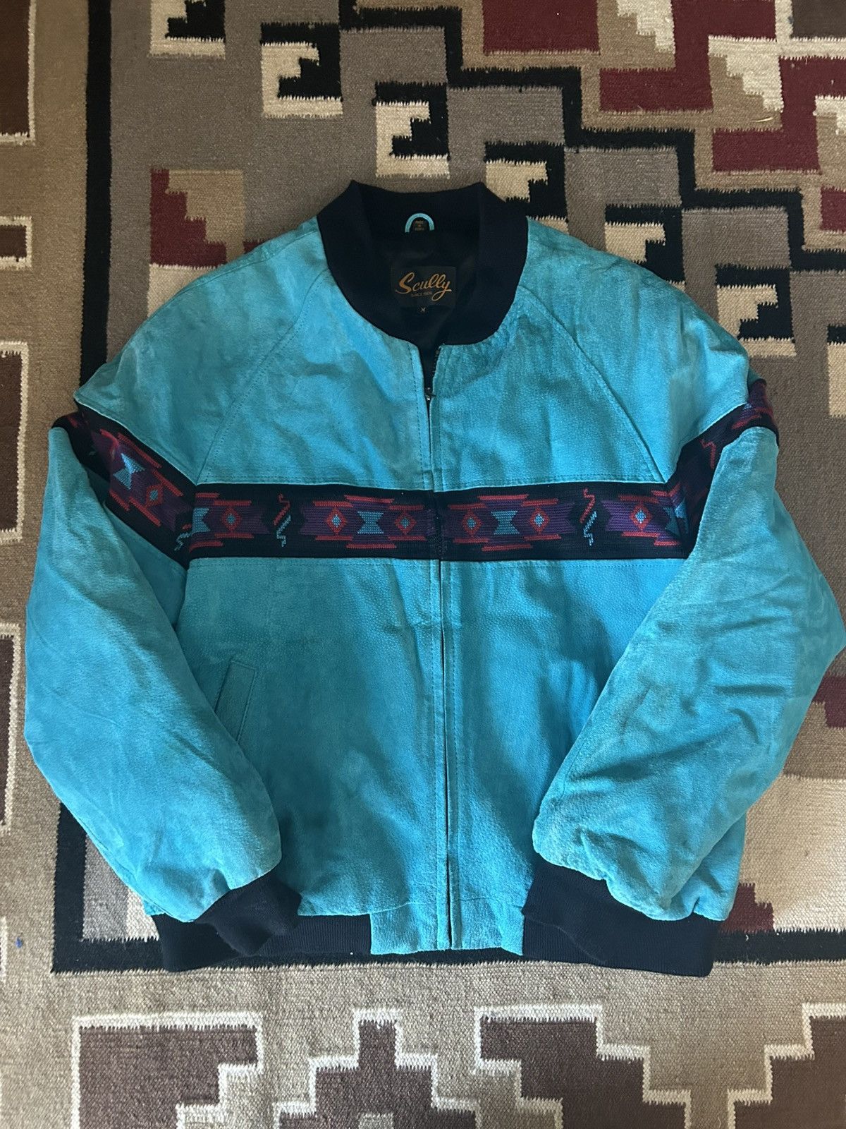 Scully Vintage Aztec Leather Jacket Western Scully Blue vintage Size US M / EU 48-50 / 2 - 1 Thumbnail