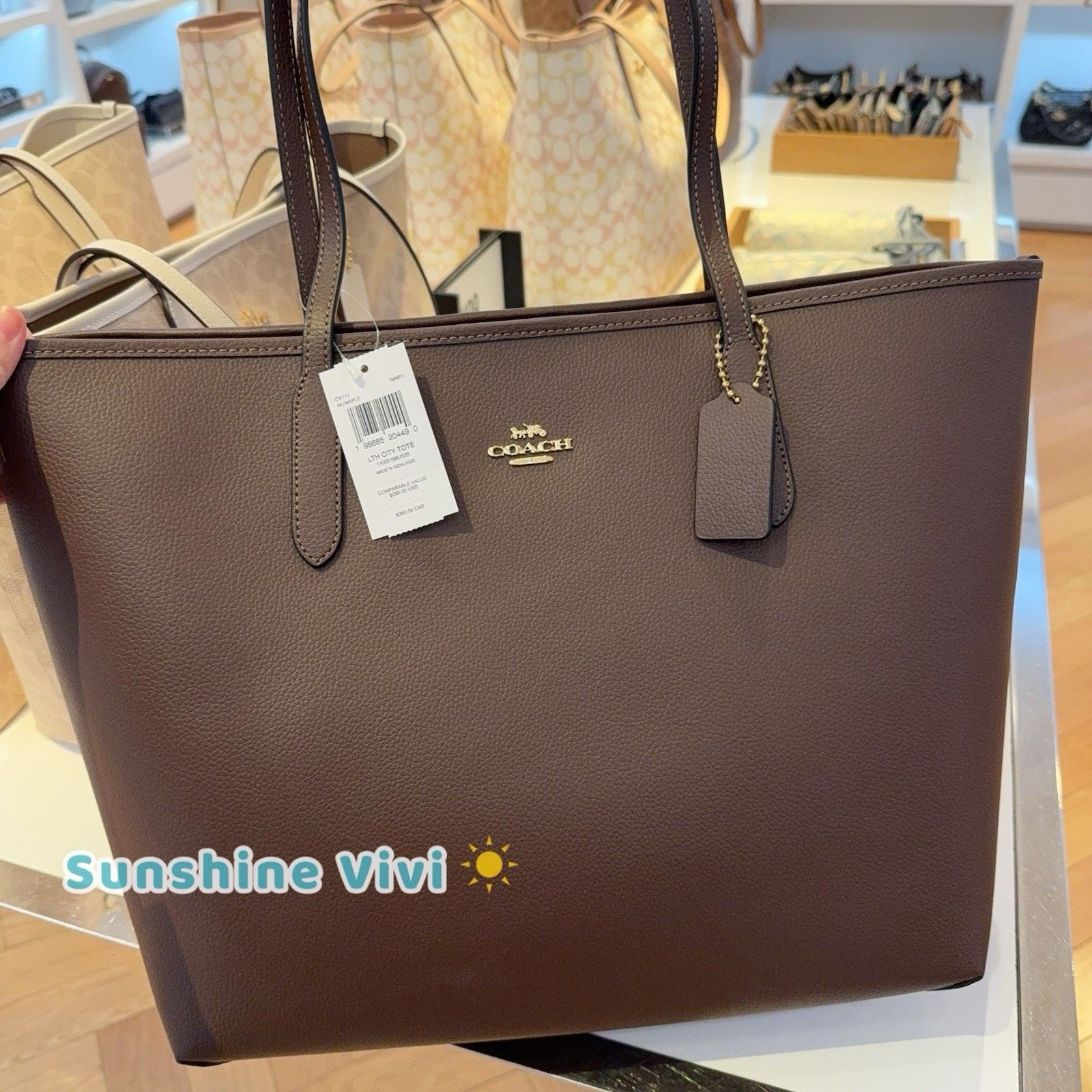 Coach NWT Coach CR111 Leather City Tote Shoulder Bag Maple Size ONE SIZE - 1 Thumbnail