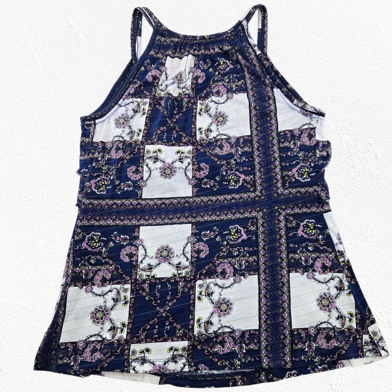 Anthropologie Blue Boho Printed Ruffle Button Front Tank Top Size Small Size S / US 4 / IT 40 - 8 Thumbnail