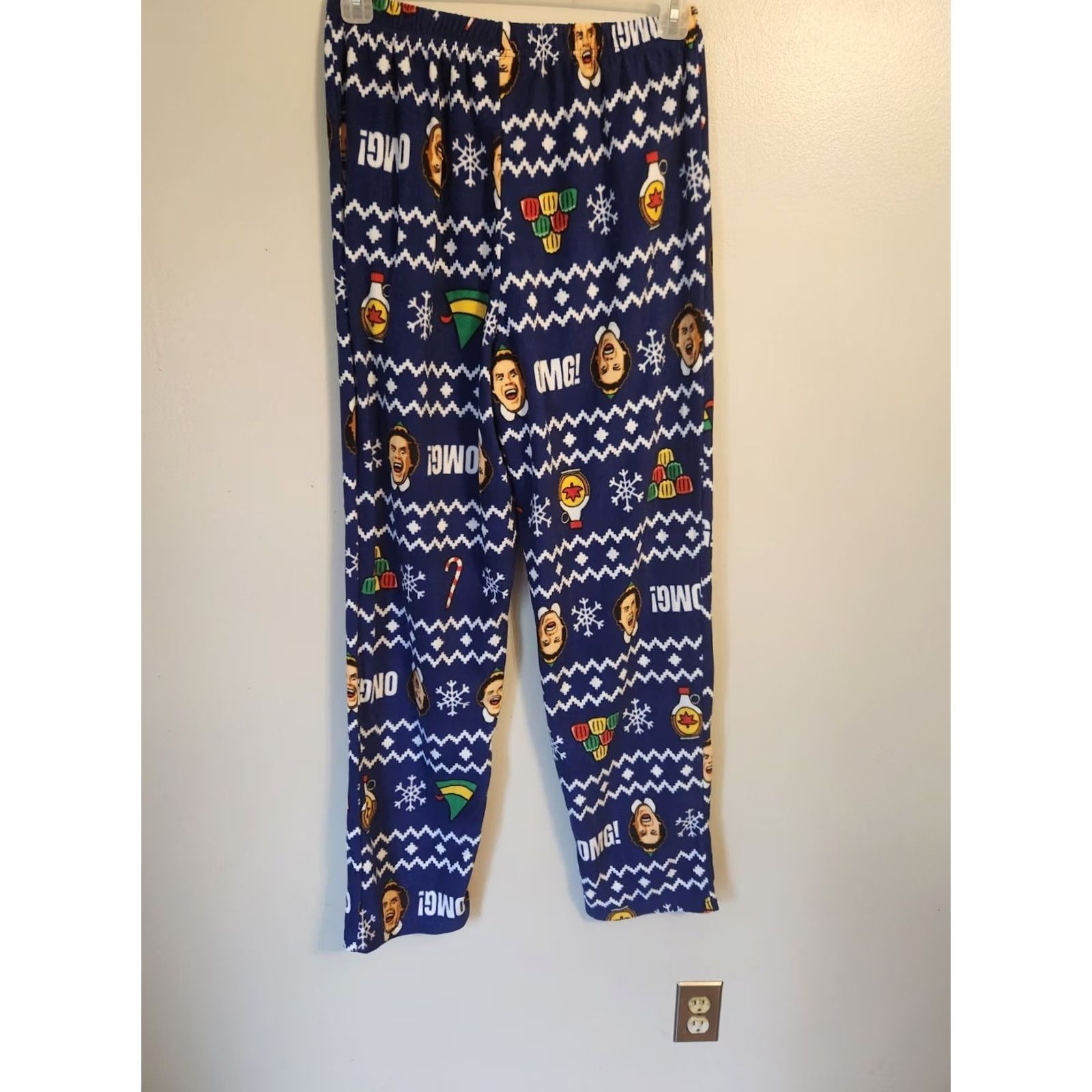 Vintage ELF The Movie Pajama Pants Mens Medium Blue Christmas Holiday Soft Fuzzy Cozy Size US 31 - 2 Thumbnail