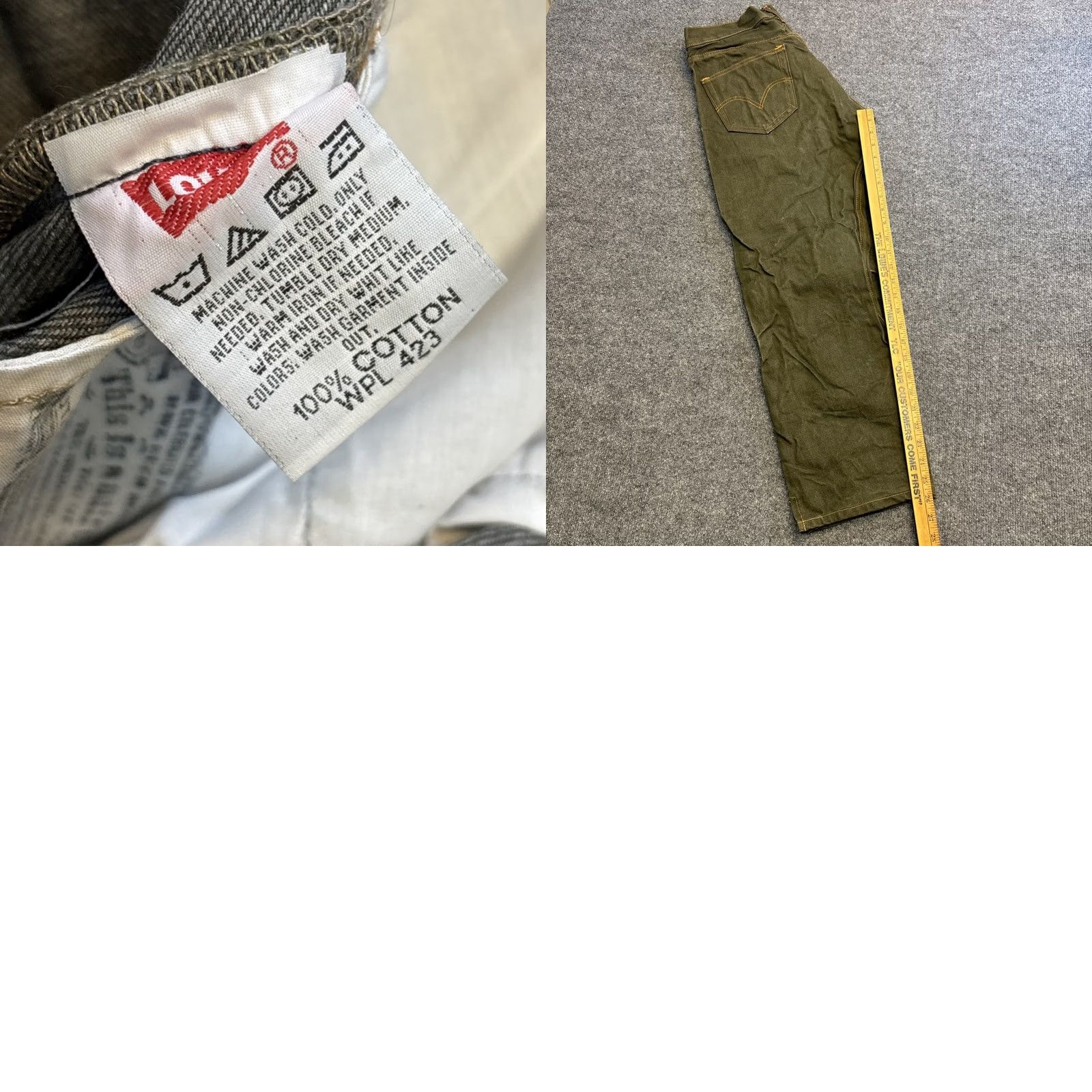 Levi's VINTAGE Levi’s 501 Jeans Mens 36x30 Green Denim Button Fly Straight Leg 90s City Art Regular Mens Size US 36 / EU 52 - 8 Thumbnail