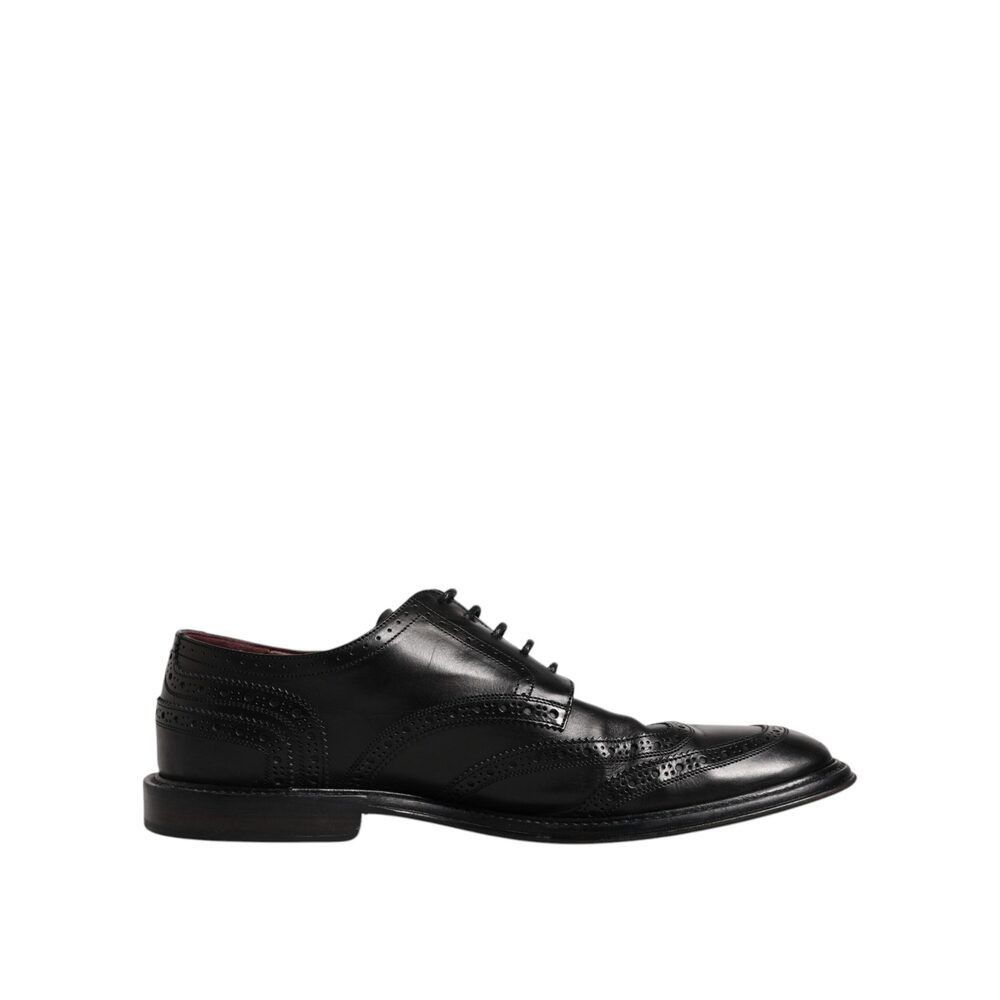 Dolce & Gabbana Dolce & Gabbana Black Leather Derby Wingtip Formal Shoes Size US 11 / EU 44 - 7 Thumbnail