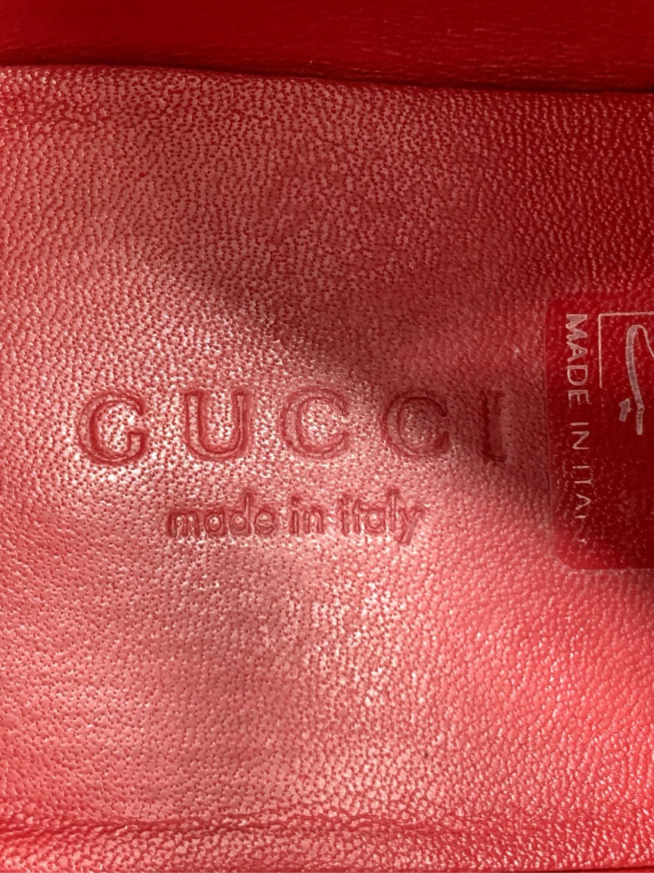 Gucci Gucci Red Green And White Leather Lace-Up High-Top Sneakers Size US 6 / IT 36 - 7 Thumbnail