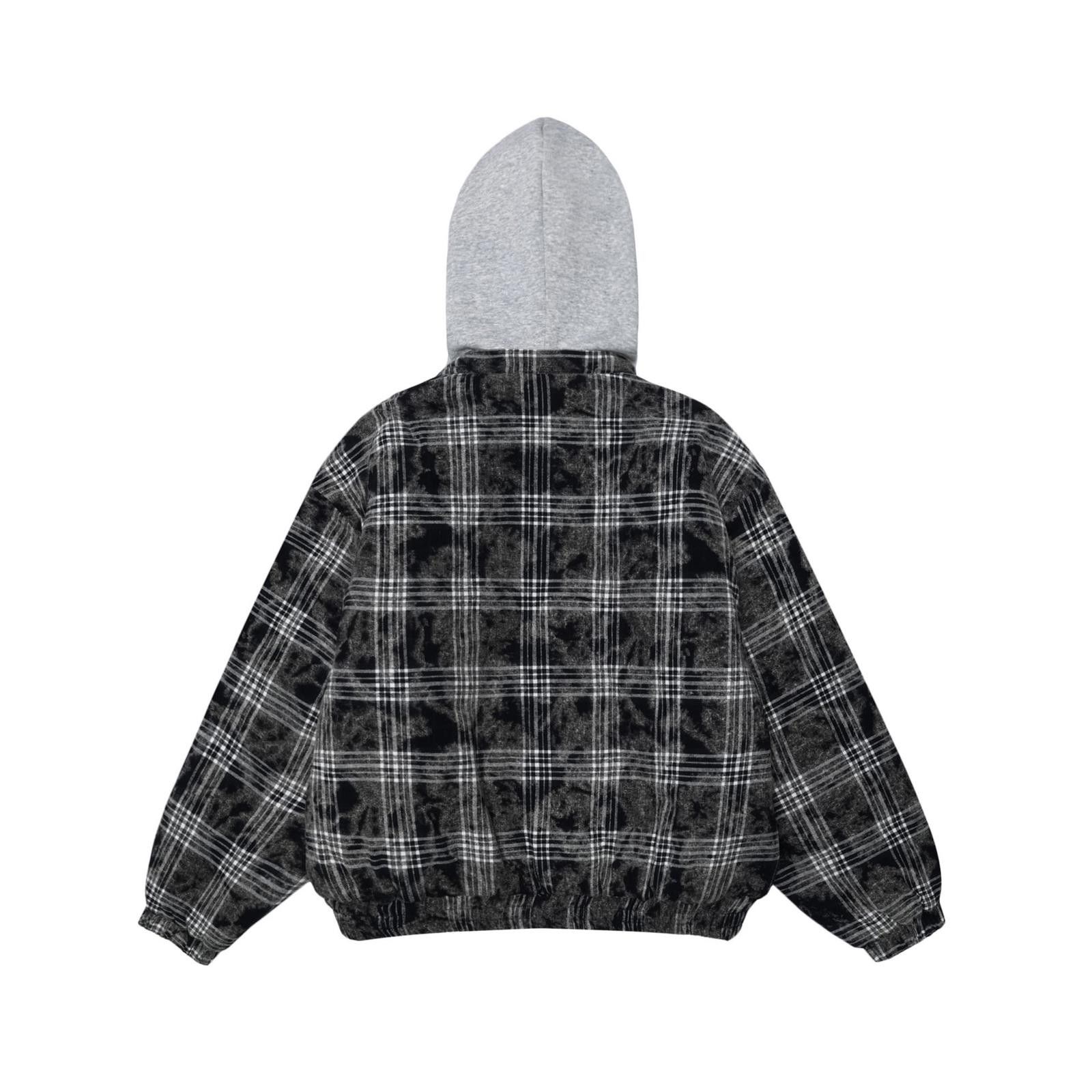Japanese Brand Black Plaid Hooded Quilted Jacket, Casual Zip-Up Hoodie Size US M / EU 48-50 / 2 - 3 Thumbnail