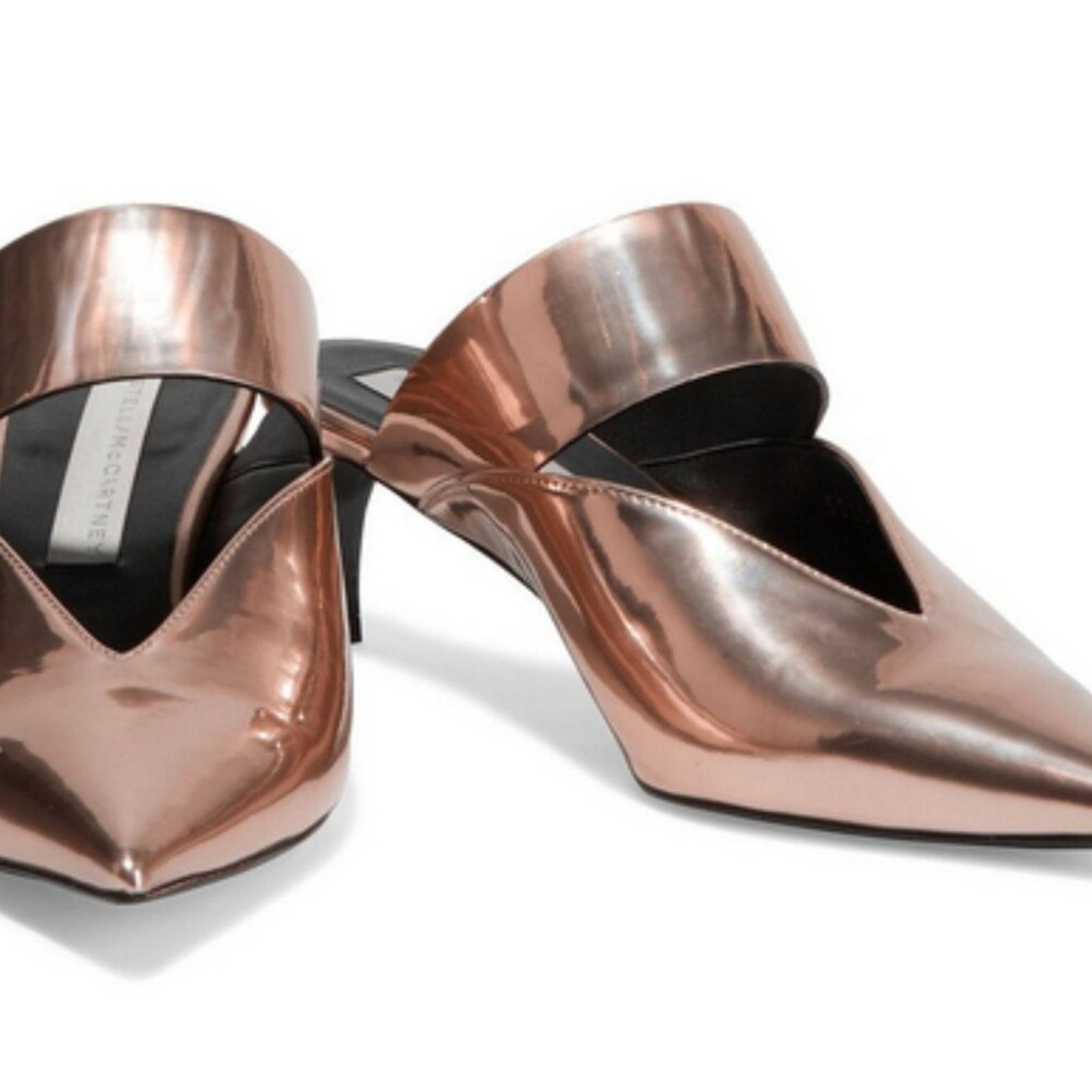 Stella McCartney Stella McCartney Cutout faux mirrored mules Rose Gold Size US 5 / IT 35 - 12 Thumbnail