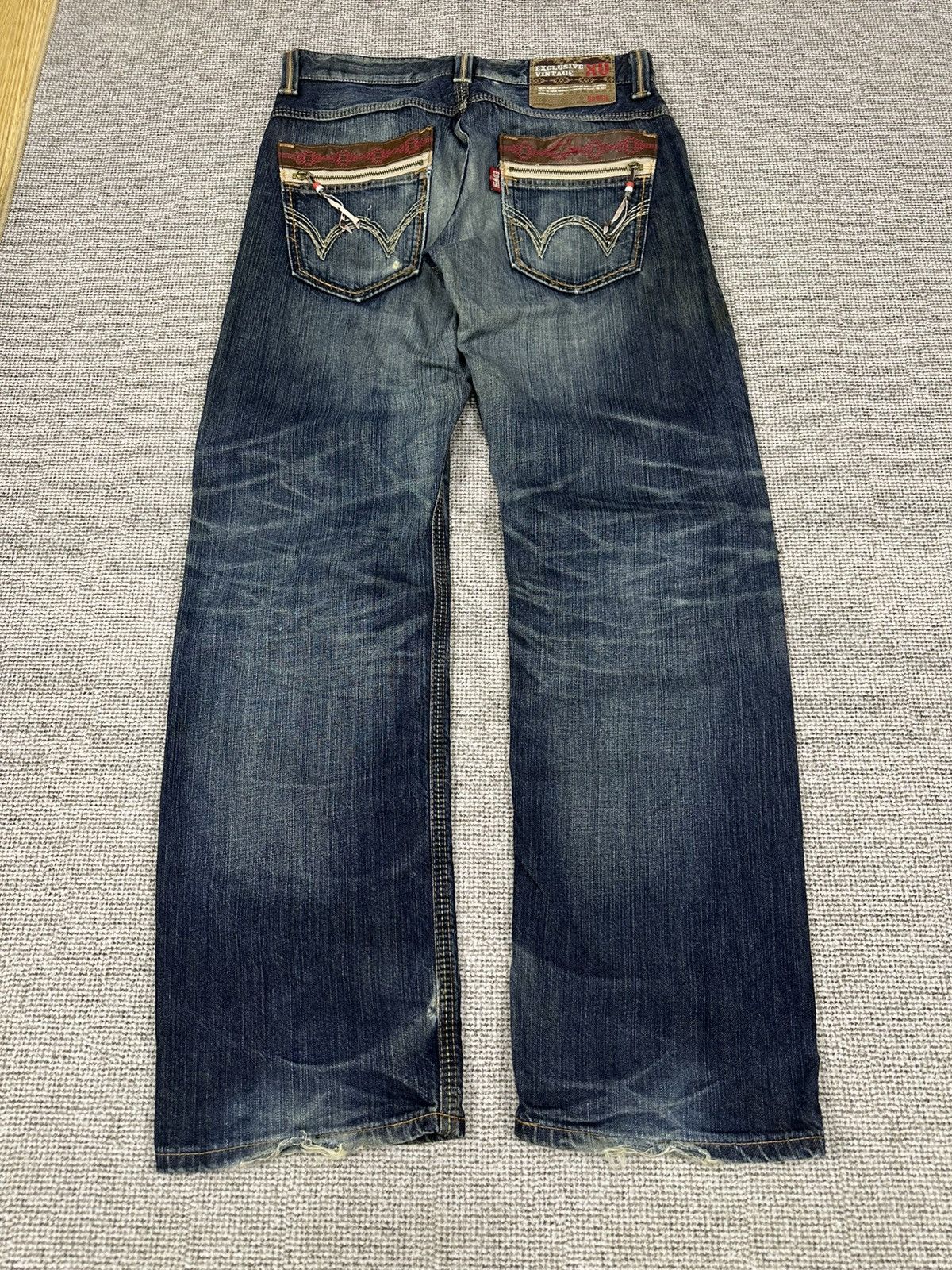 Edwin Vintage Edwin 444 XVS Distressed Wide Leg Denim 34x31 D741 Size US 32 / EU 48 - 4 Thumbnail