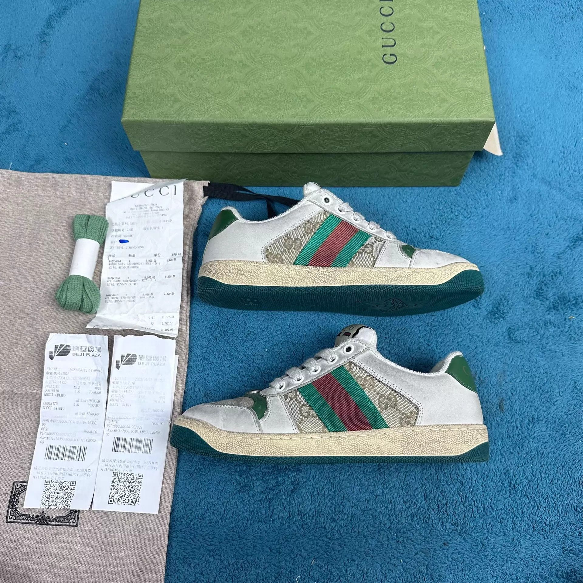 Gucci Gucci Rhyton Dirty Green Heel Tab EU 35.5 MINT Size US 5 / IT 35 - 2 Thumbnail