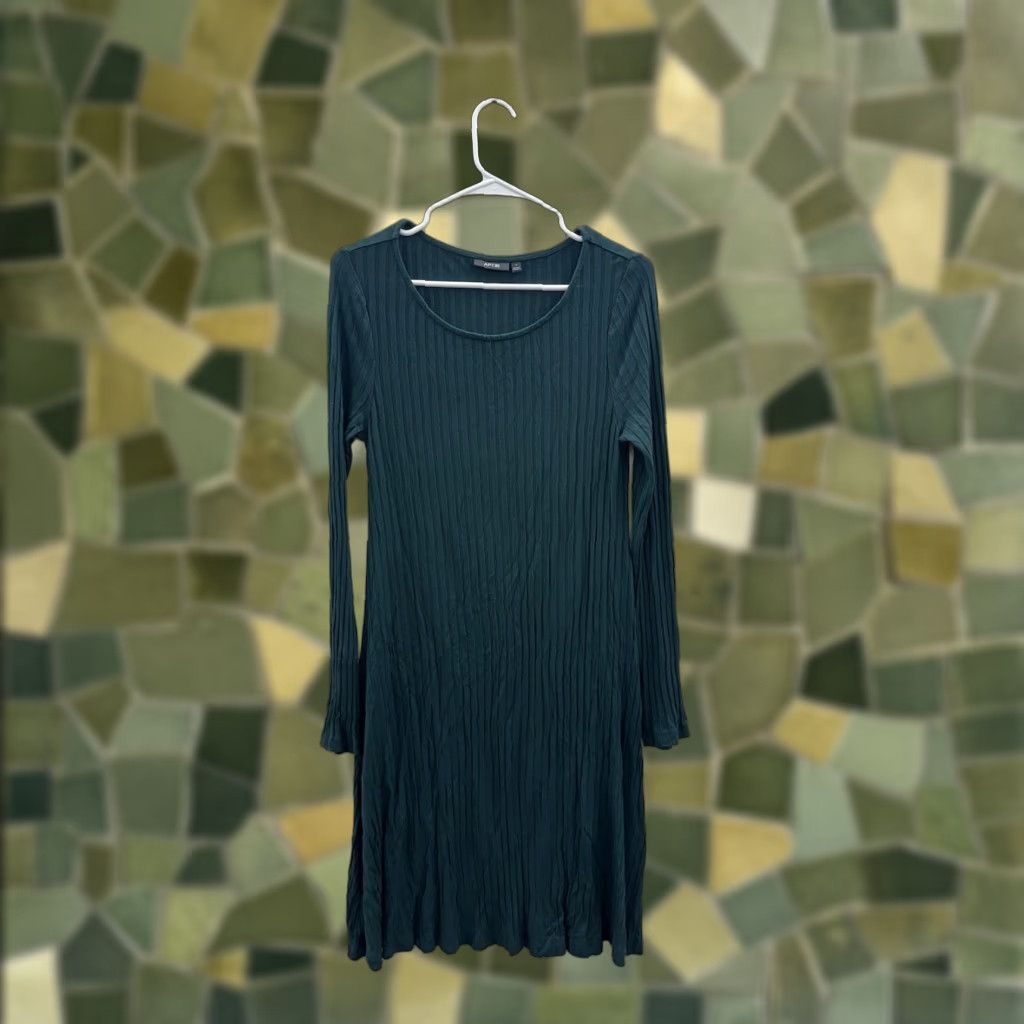 Apt. 9 Apt. 9 Womens Dress Small Green Long Sleeve Ribbed Round Neck Size S / US 4 / IT 40 - 1 Thumbnail