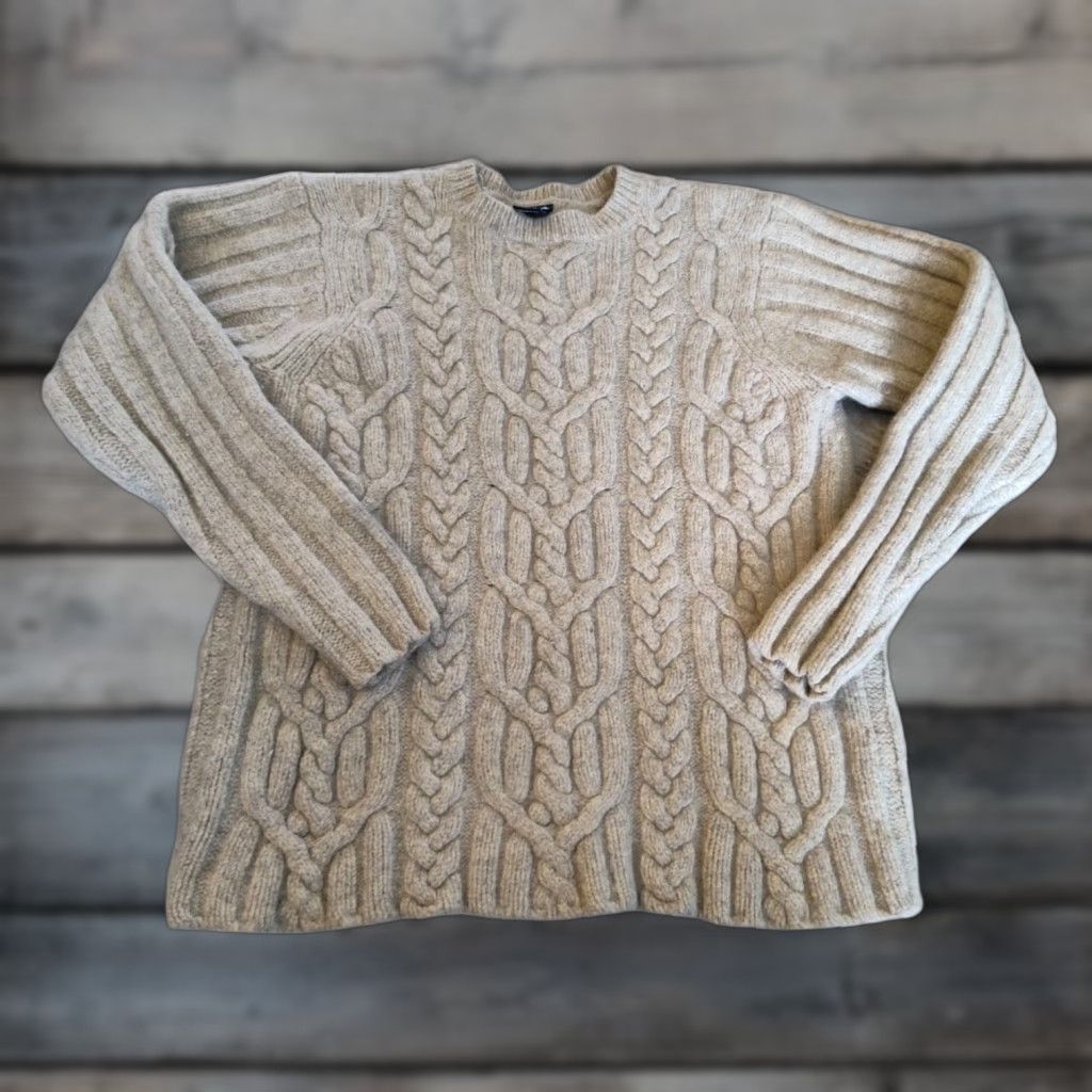 Gap VINTAGE Gap Chunky Knit Wool Sweater Beige Womens Size M Pullover Fisherman 90s Y2K Size M / US 6-8 / IT 42-44 - 1 Thumbnail
