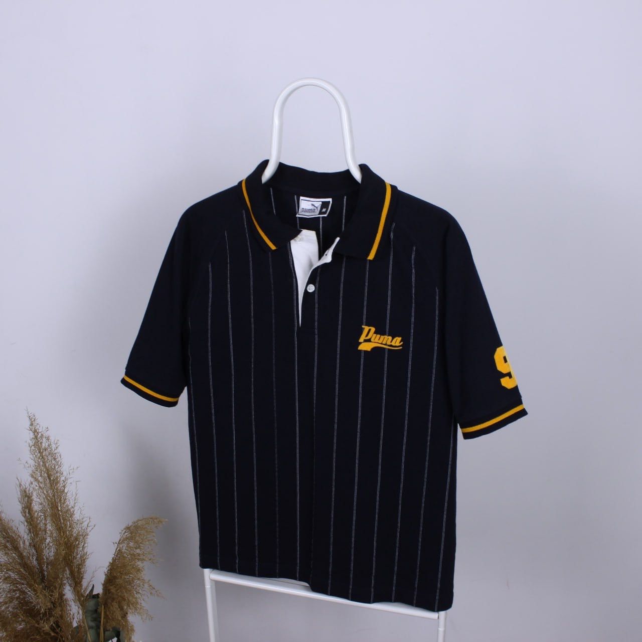 Puma Vintage Puma Polo Striped Yellow Tipped Logo Spellout VGC Size US M / EU 48-50 / 2 - 2 Thumbnail