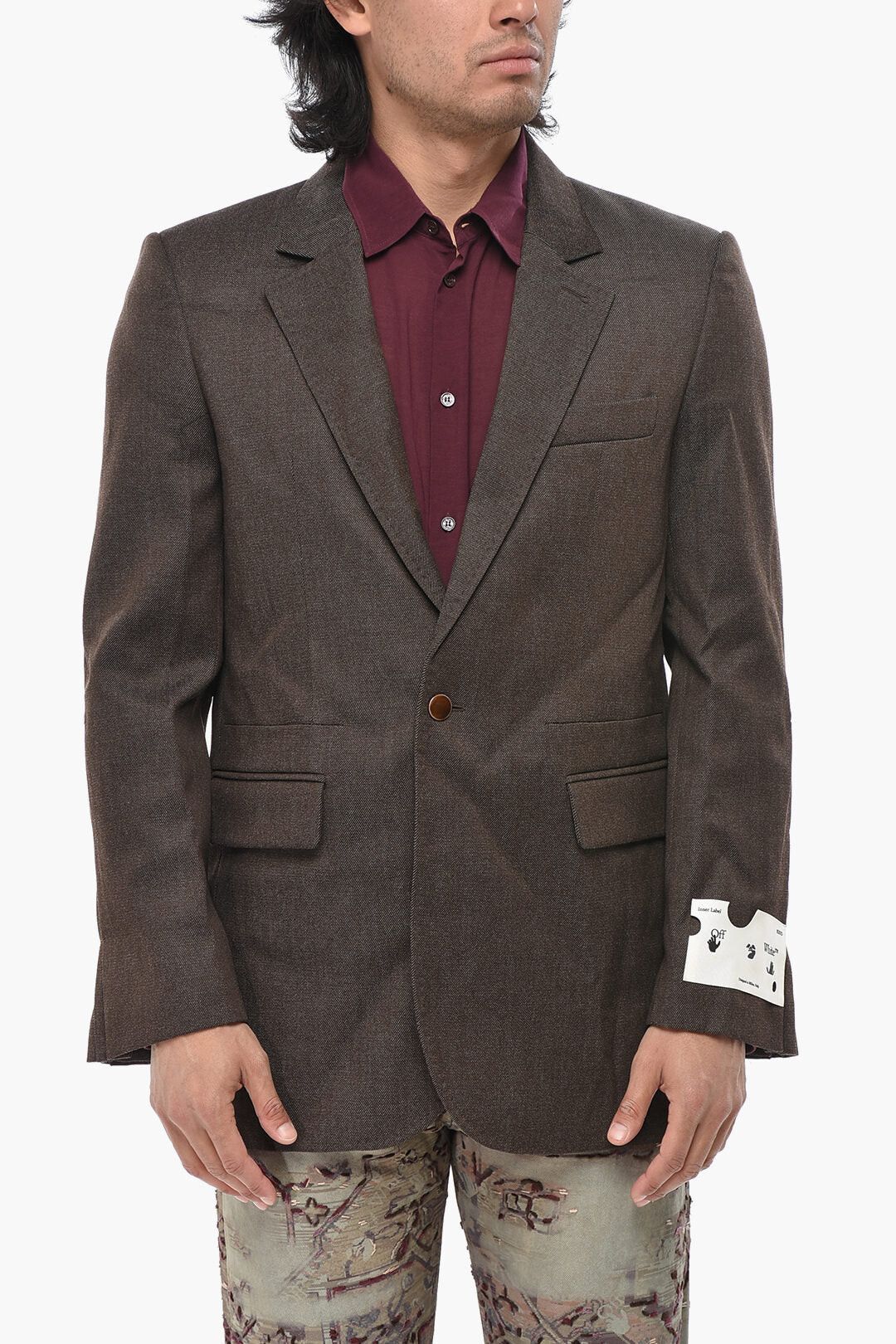 Off-White og1mm0426 Wool-Twill Blazer in Brown Size US M / EU 48-50 / 2 - 1 Thumbnail