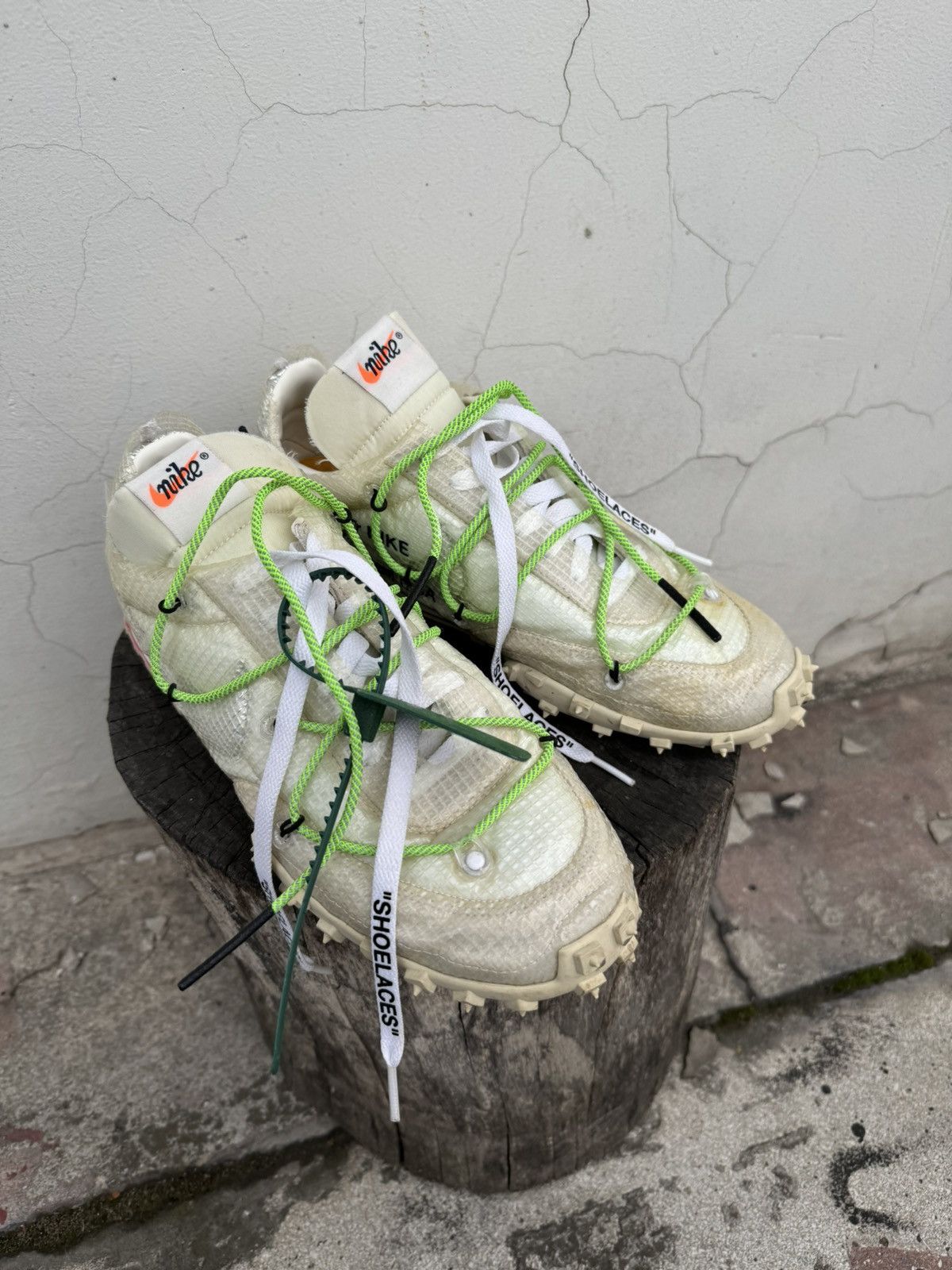 Nike × Off-White Nike Waffle Racer X Off-White White Electric Green Size US 7 / EU 40 - 3 Thumbnail