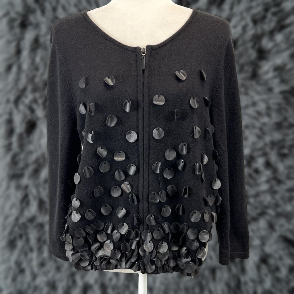 Vintage Chico's Cardigan Sweater Womens Black Full Zip Cotton Blend M Size M / US 6-8 / IT 42-44 - 1 Thumbnail