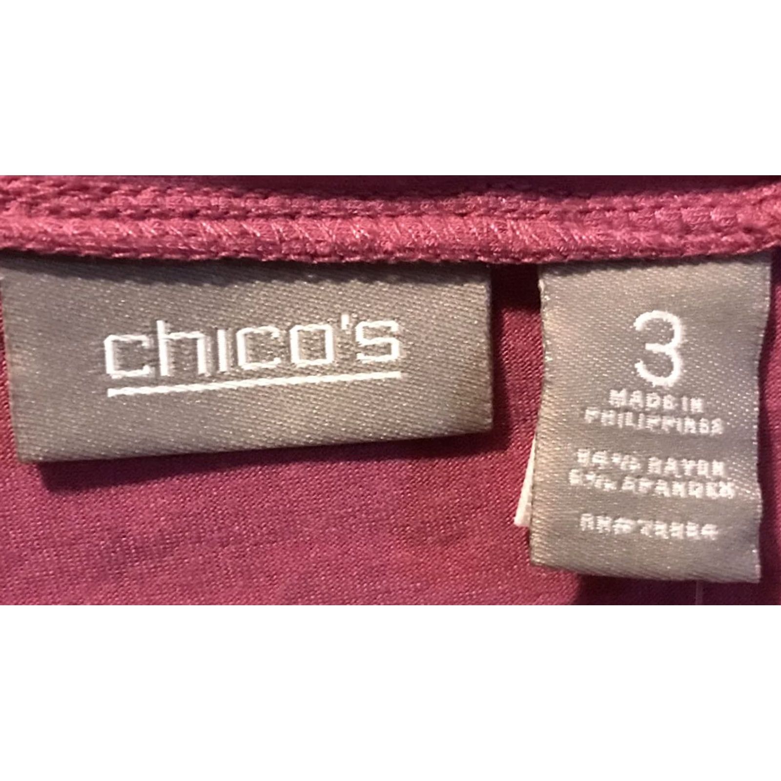 Vintage VINTAGE? No. CHICOS Shirt Womens Blouse 3/4 Sleeve Pink Size 3 NWT TOP Knit Rayon Spandex Crew Neck Easy Care Casual Size XS / US 0-2 / IT 36-38 - 3 Thumbnail