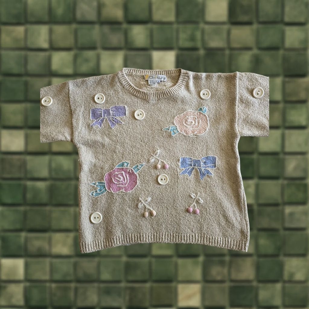 Vintage VINTAGE CHAUS Cottagecore Sweater Womens Medium Large Beige 1980s 90s Fairycore Arts & Crafts Cotton Blend Size M / US 6-8 / IT 42-44 - 1 Thumbnail