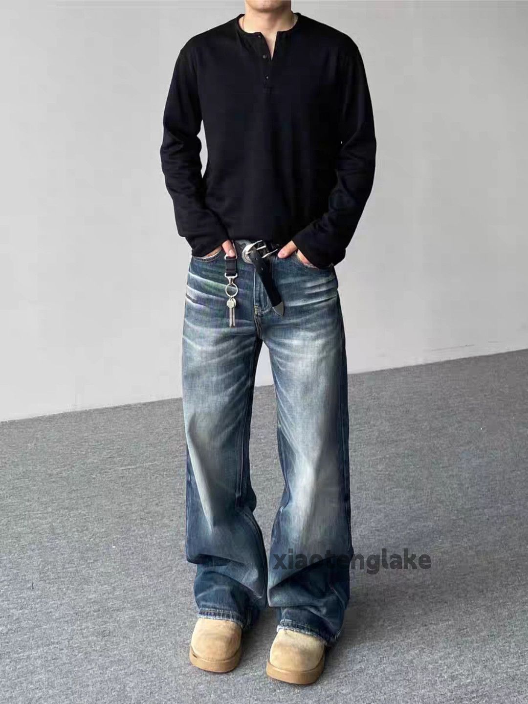 Jean Custom washed faded loose baggy hiphop y2k jeans Size US 32 / EU 48 - 6 Thumbnail