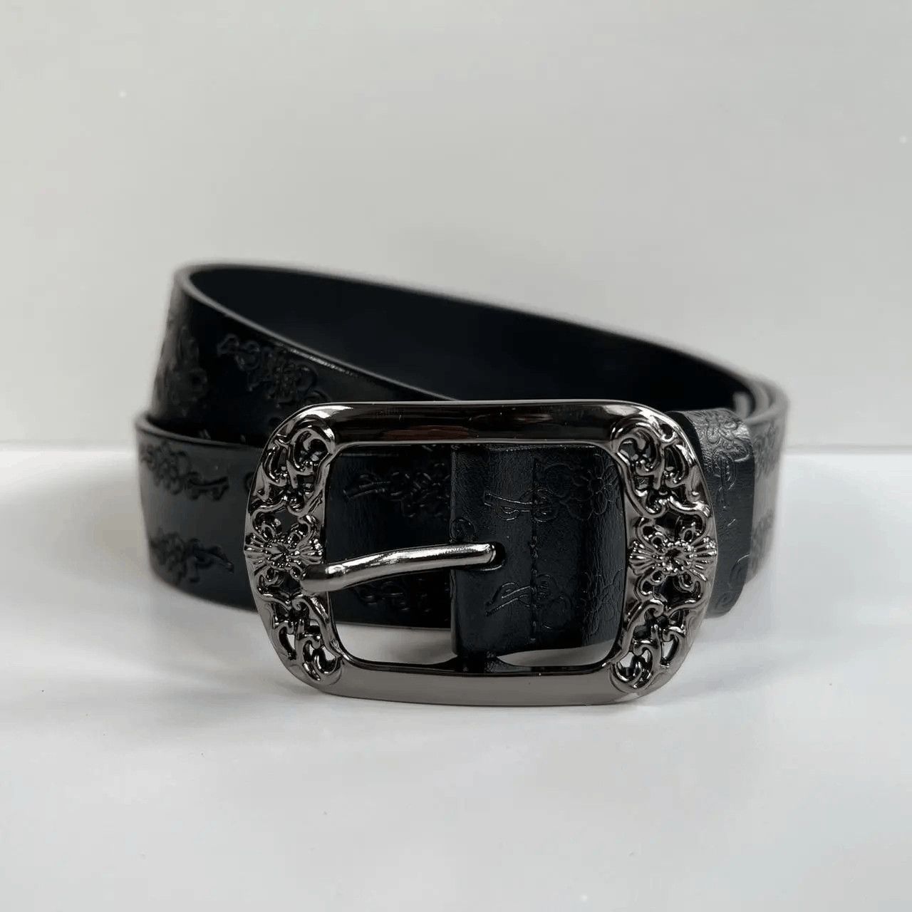 Cowboy Equipment vintage style american western floral design black belt Size ONE SIZE - 2 Thumbnail