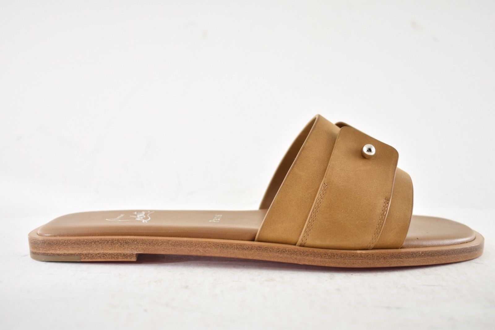 Christian Louboutin Chambelimule Donna Flat Tera Brown Leather Slide Sandal 36 Size US 6 / IT 36 - 2 Thumbnail