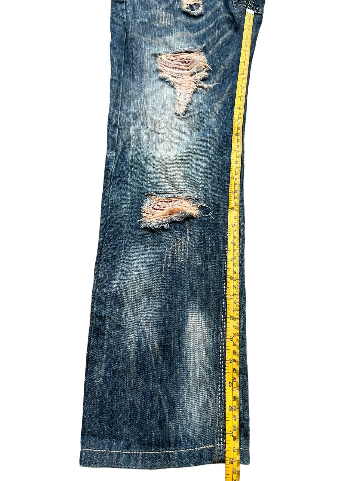 Japanese Brand Japan Distressed Patchwork Mudwash Denim Jeans 33x28 Size US 33 - 14 Thumbnail