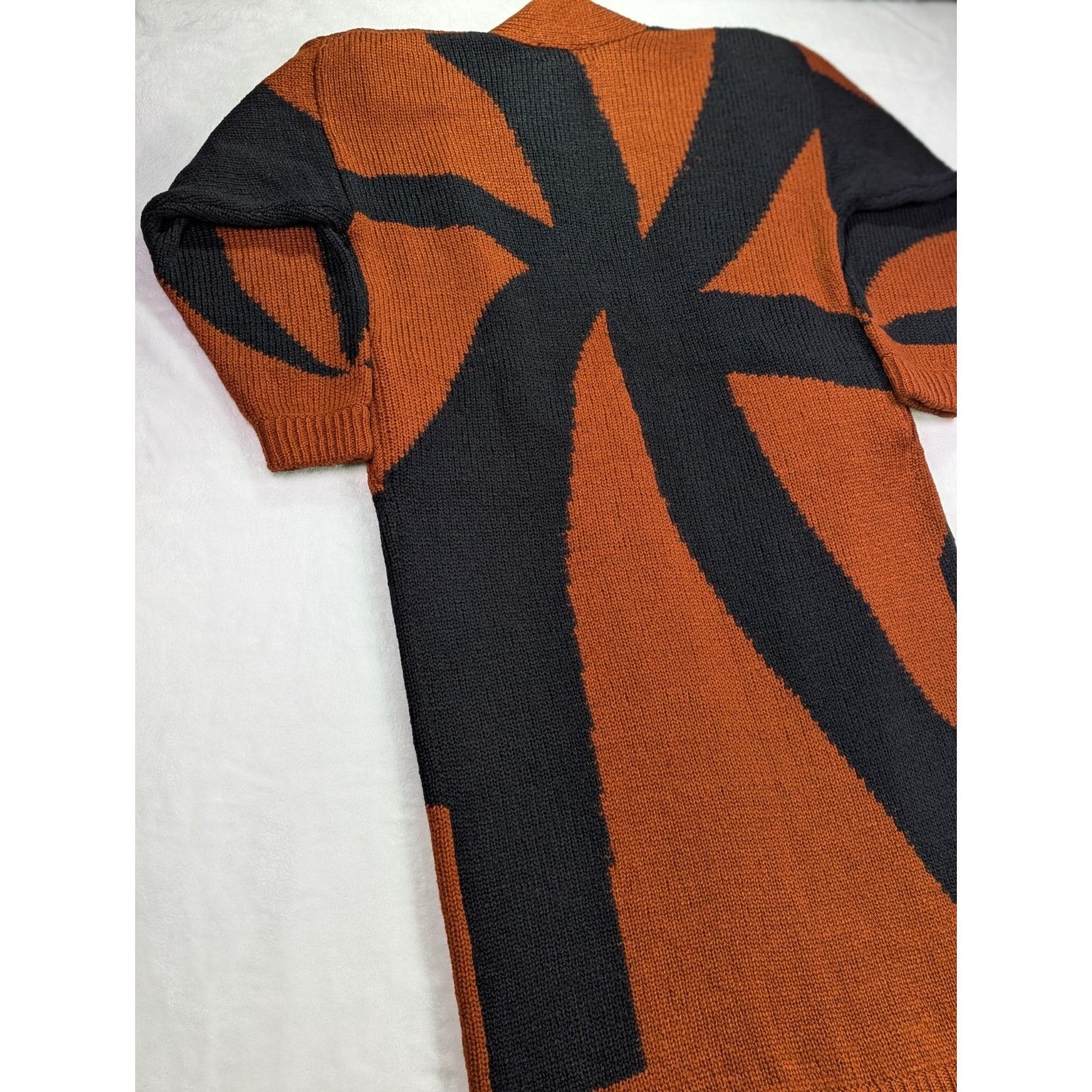 Other Maurada Sz Large Burnt Orange/Black Long/Maxi Knit Cartigan Size L / US 10 / IT 46 - 11 Thumbnail