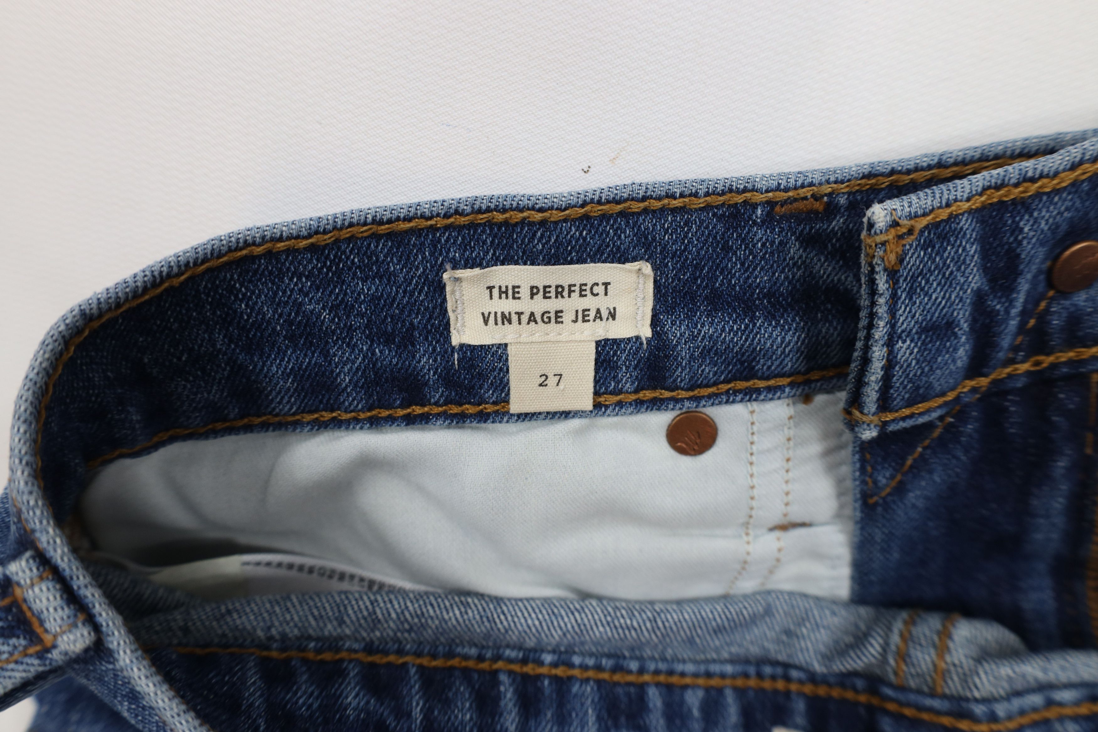 Madewell × Vintage Madewell 27 Tapered Leg Denim Trousers Jeans Blue Stretch Size 27" / US 4 / IT 40 - 9 Thumbnail