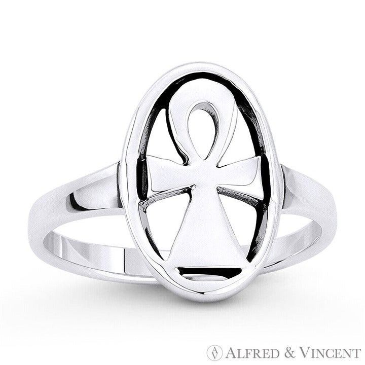 Other Egyptian Ankh Cross Key-of-Life Oval Charm Ring Size 7 Size ONE SIZE - 1 Preview