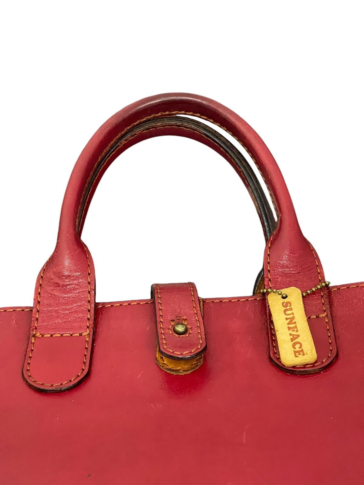 Leather Full Leather Thick Sunface Tote Bag 1🟩0 Size ONE SIZE - 7 Thumbnail