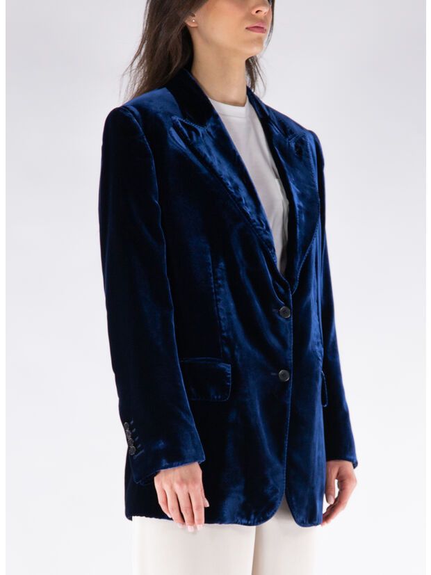Tom Ford o1w1db10225 GI2911 Velvet Blazer in Blue Size S / US 4 / IT 40 - 3 Thumbnail